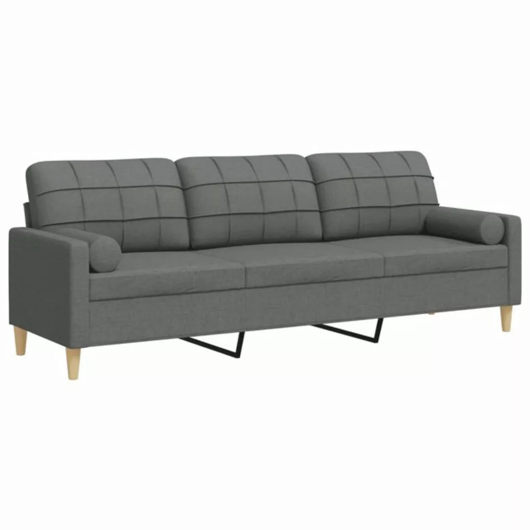 vidaXL Sofa Sofa 3-Sitzer mit Zierkissen Dunkelgrau 210 cm Stoff günstig online kaufen