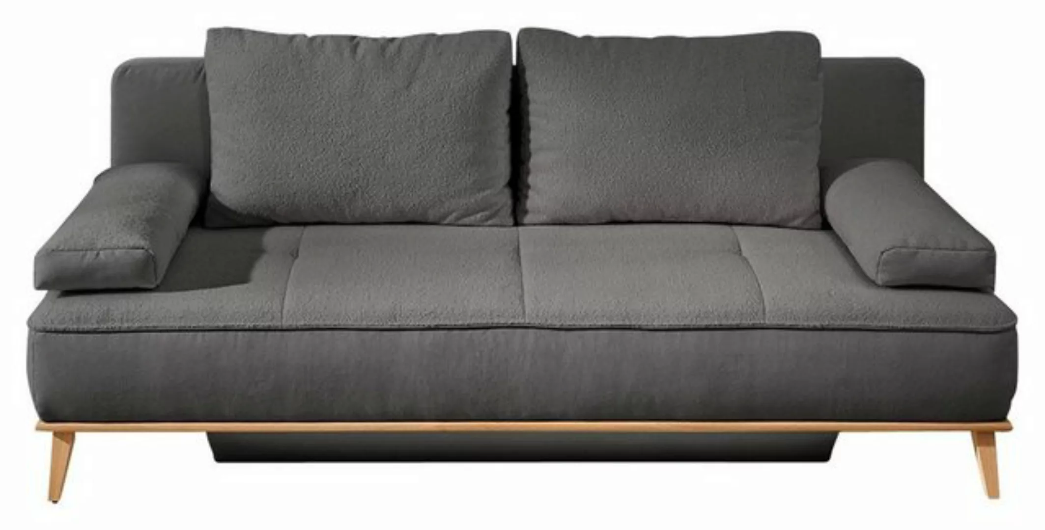 Schlafsofa MICHEL, B 204 cm x T 102 cm, Braun, Grau, Eichenholz, Polyesterb günstig online kaufen