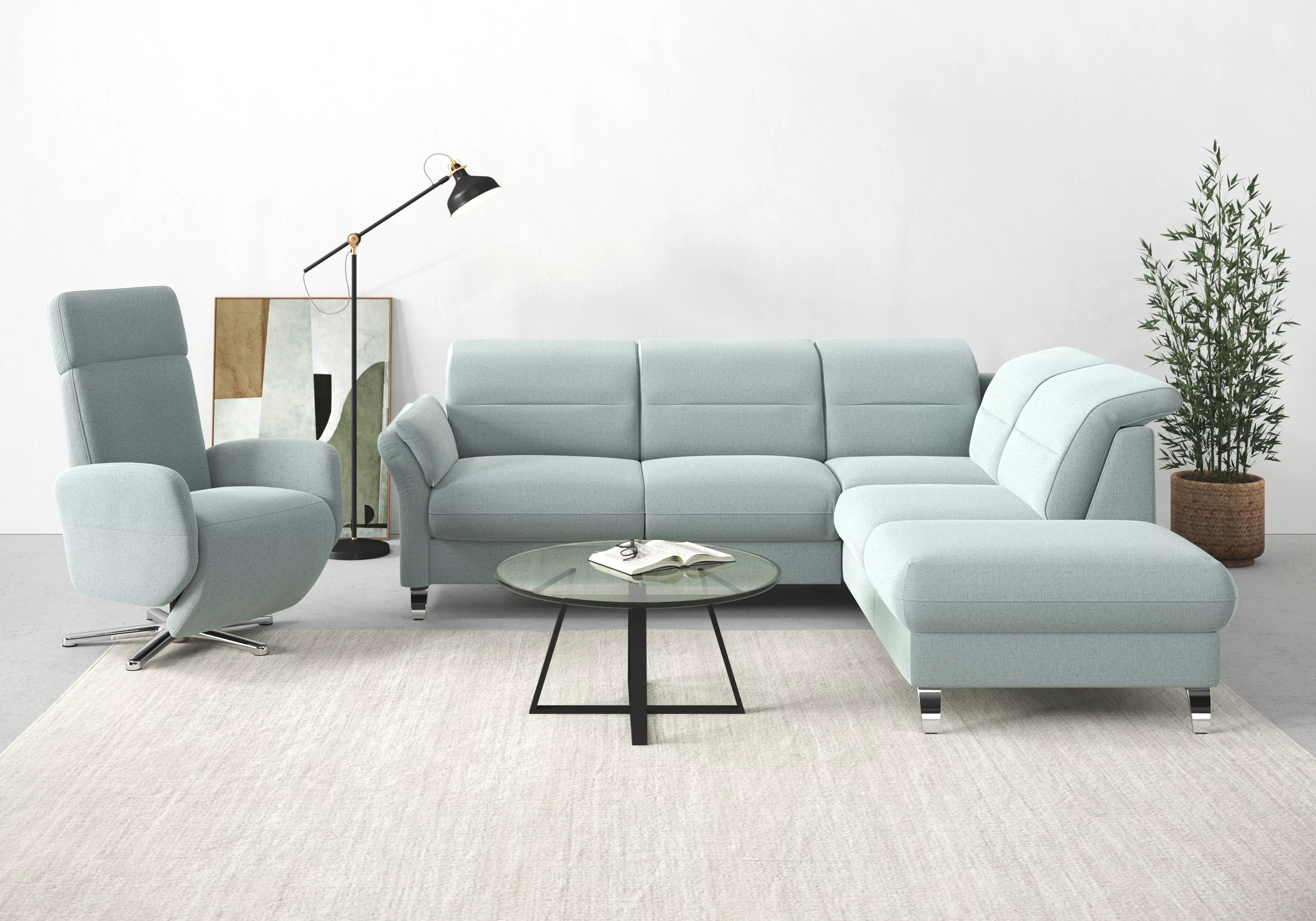 sit&more Ecksofa "Grenoble L-Form mit Federkern", wahlweise mit Bettfunktio günstig online kaufen