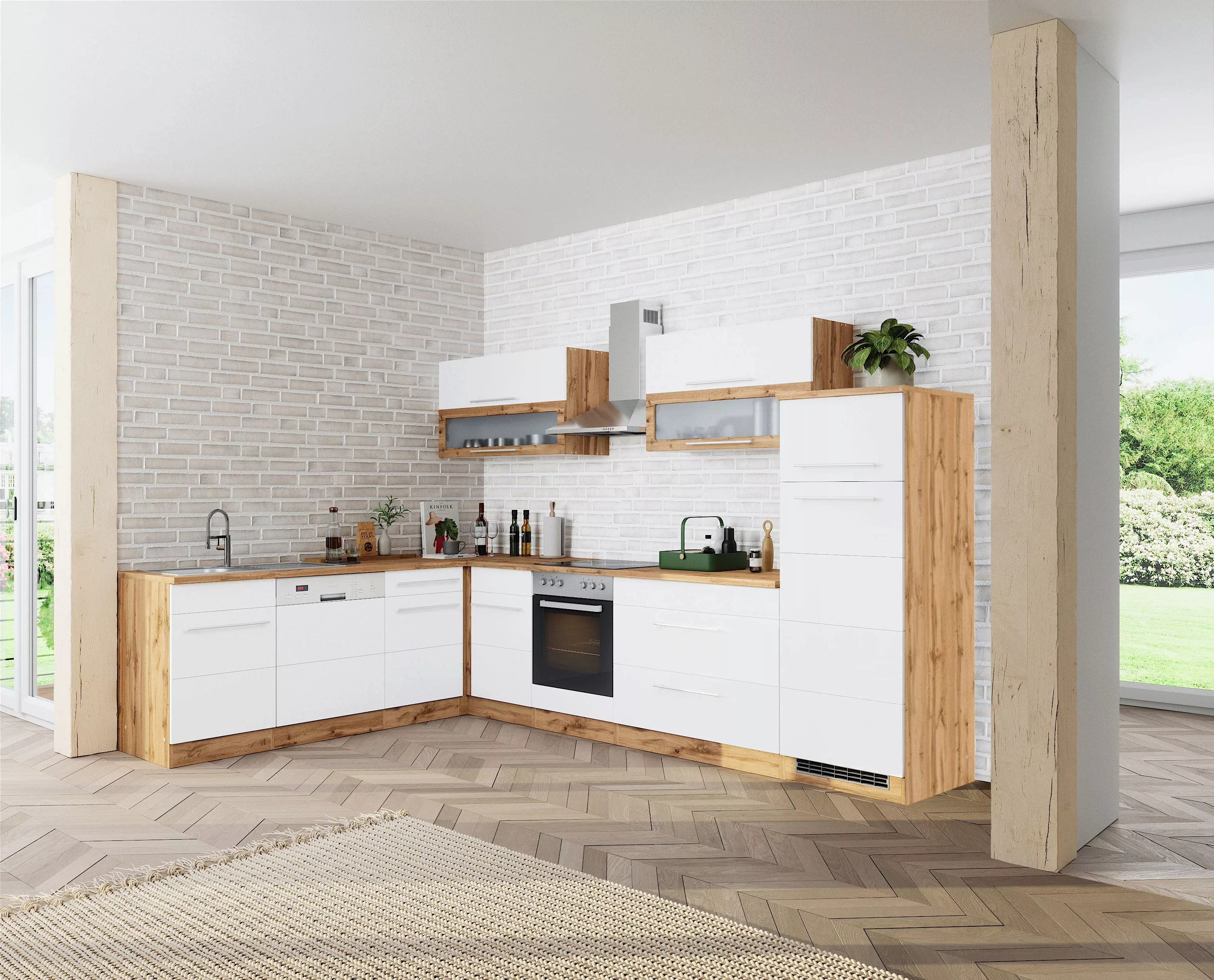 Kochstation Küche "KS-Wien", Stellbreite 220 x 330 cm, wahlweise mit E-Gerä günstig online kaufen
