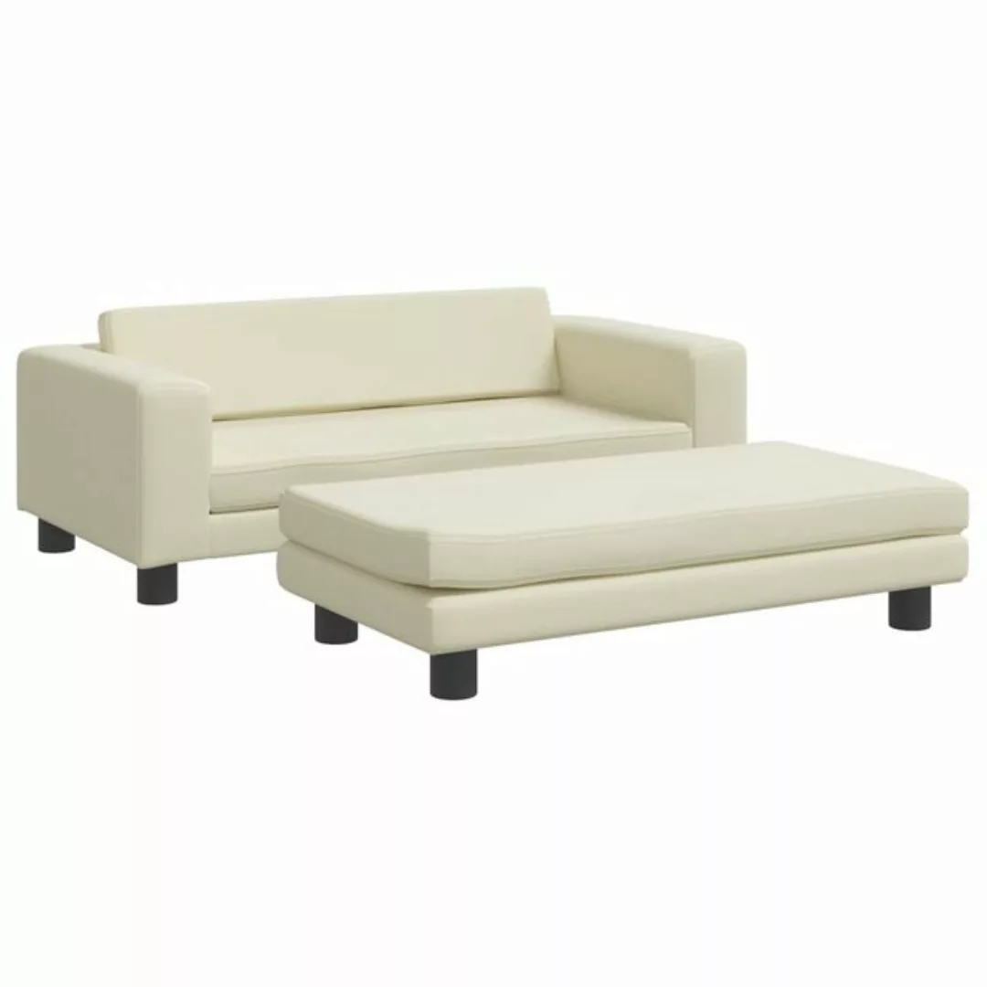 vidaXL Kindersofa Kindersofa mit Hocker Grau 100x50x30 cm Kunstleder Kinder günstig online kaufen