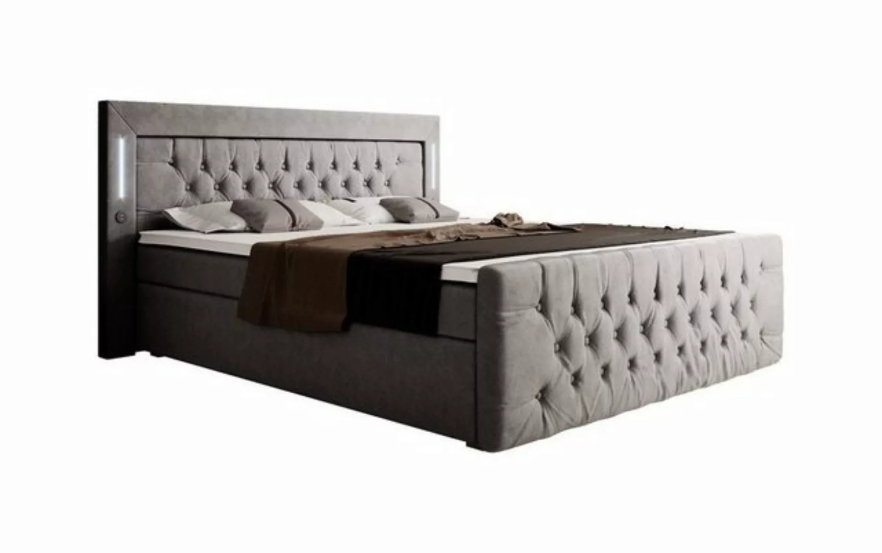 Luxusbetten24 Boxspringbett Elegance, mit LED-Beleuchtung, USB-Anschluss un günstig online kaufen