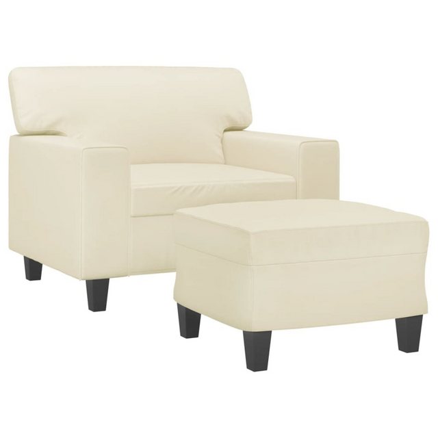 vidaXL Sofa Sessel mit Hocker Creme 60 cm Kunstleder günstig online kaufen