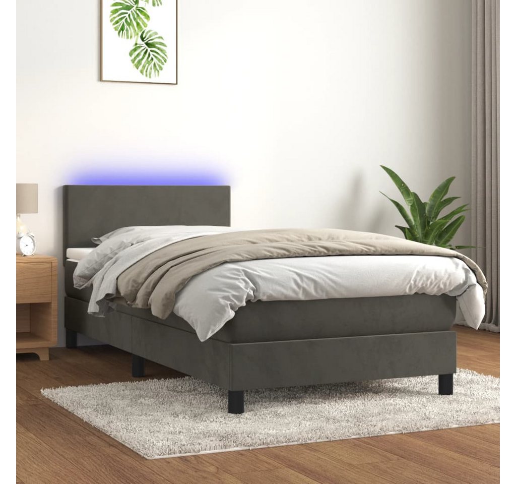 vidaXL Boxspringbett Boxspringbett mit Matratze LED Dunkelgrau 90x200 cm Sa günstig online kaufen