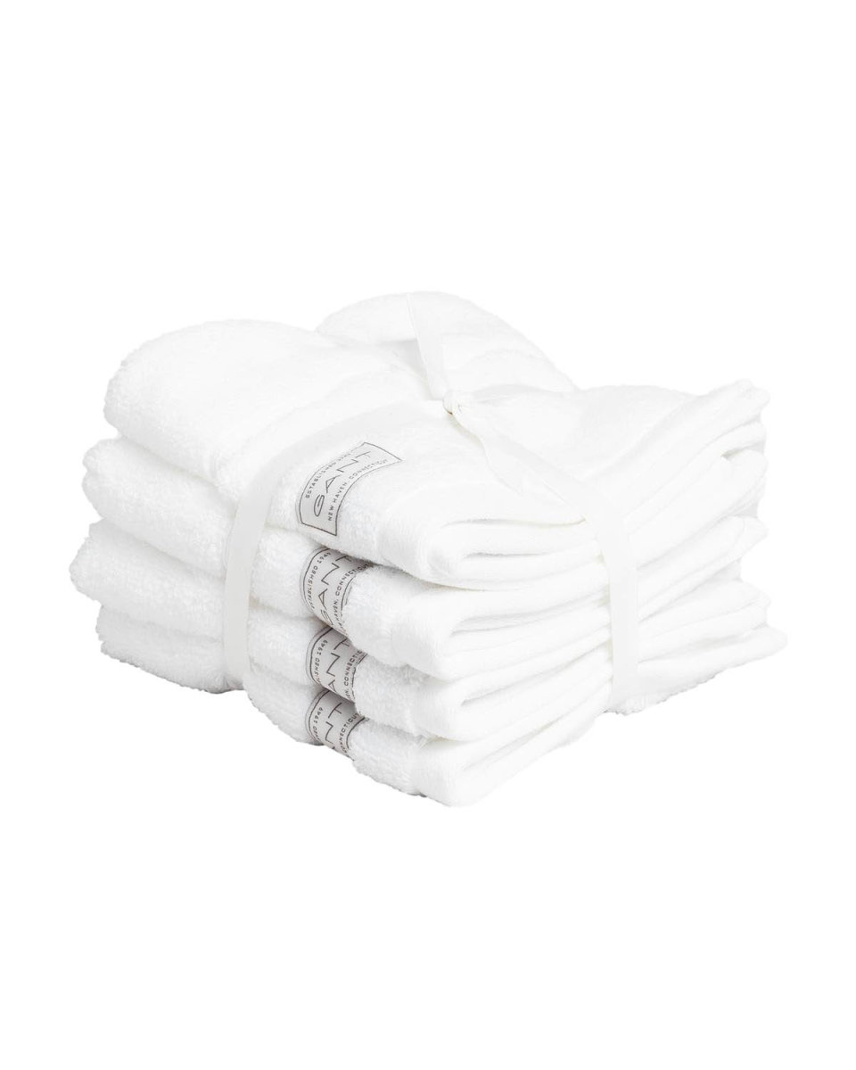 GANT Gästetuch, Organic Premium Towel, 4er Pack - 30x30 cm, Frottee Weiß günstig online kaufen
