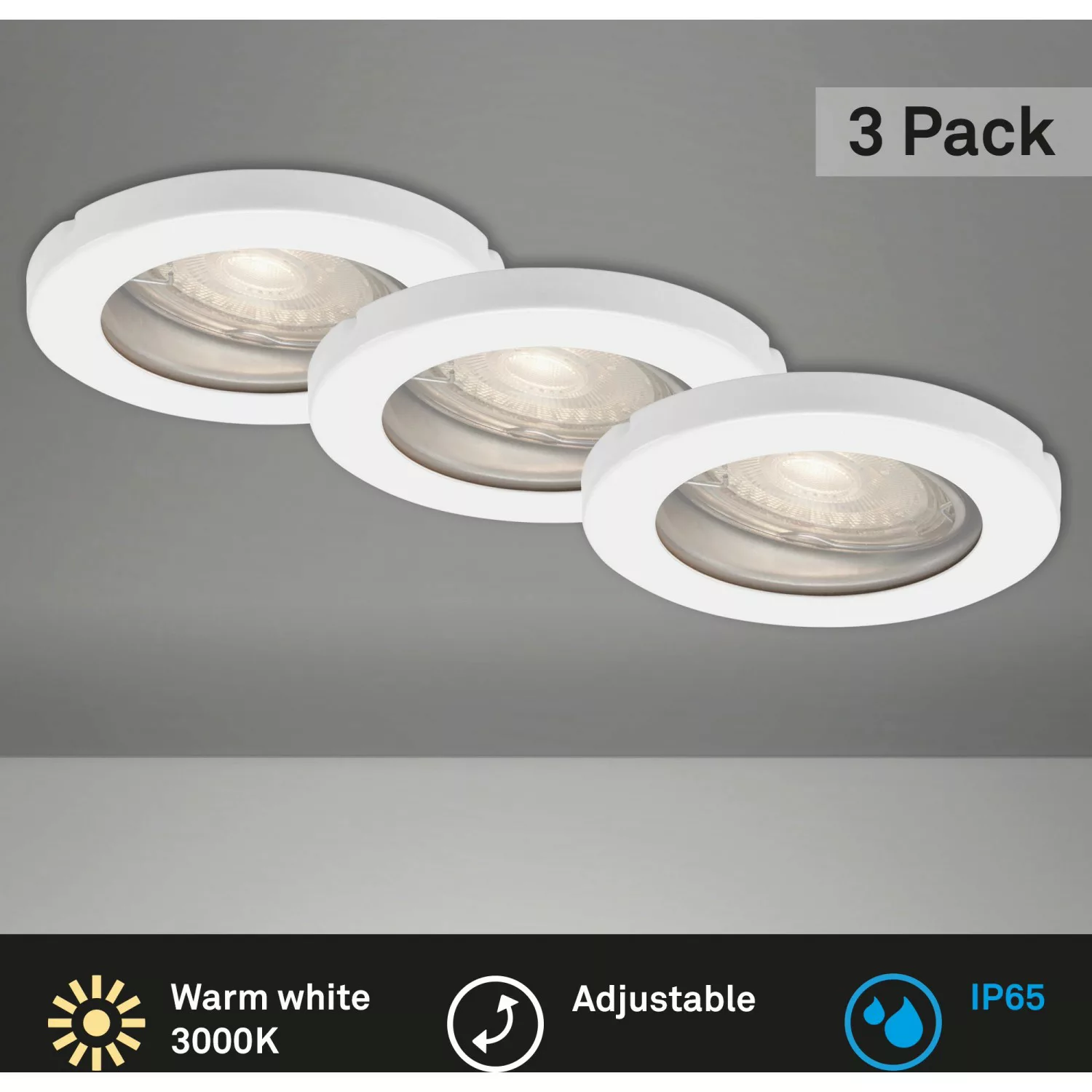 Briloner LED-Einbaustrahler 3er-Set Nickel Matt IP 65 günstig online kaufen