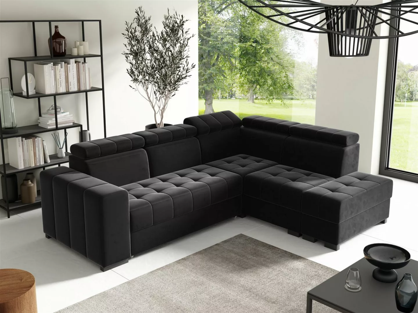 Fun Möbel Ecksofa Schlafsofa Sofa CESENA in Stoff Salvador, Ottomane Links günstig online kaufen