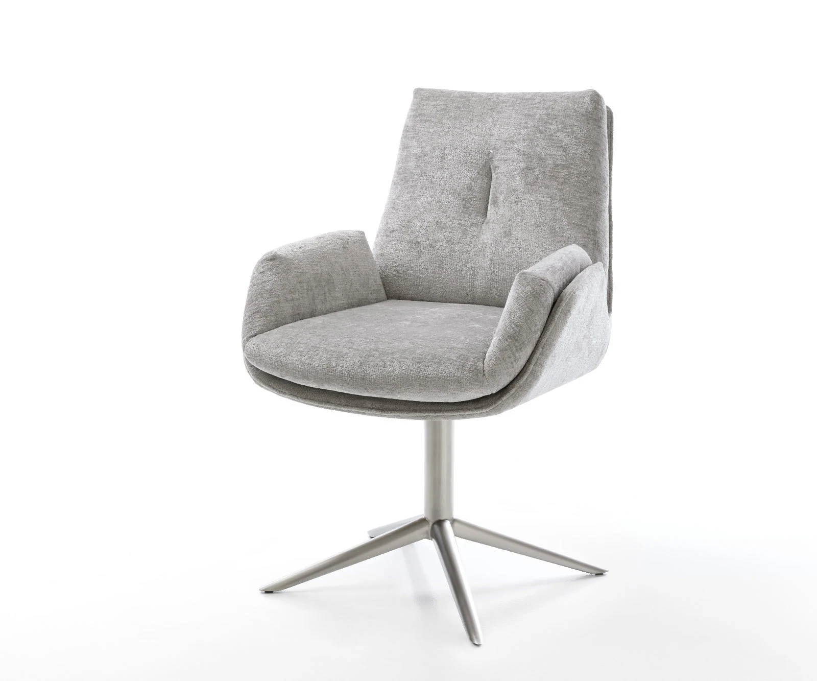 Drehstuhl Clea-Flex Chenille Silbergrau Fußkreuz Edelstahl 360° drehbar Wip günstig online kaufen