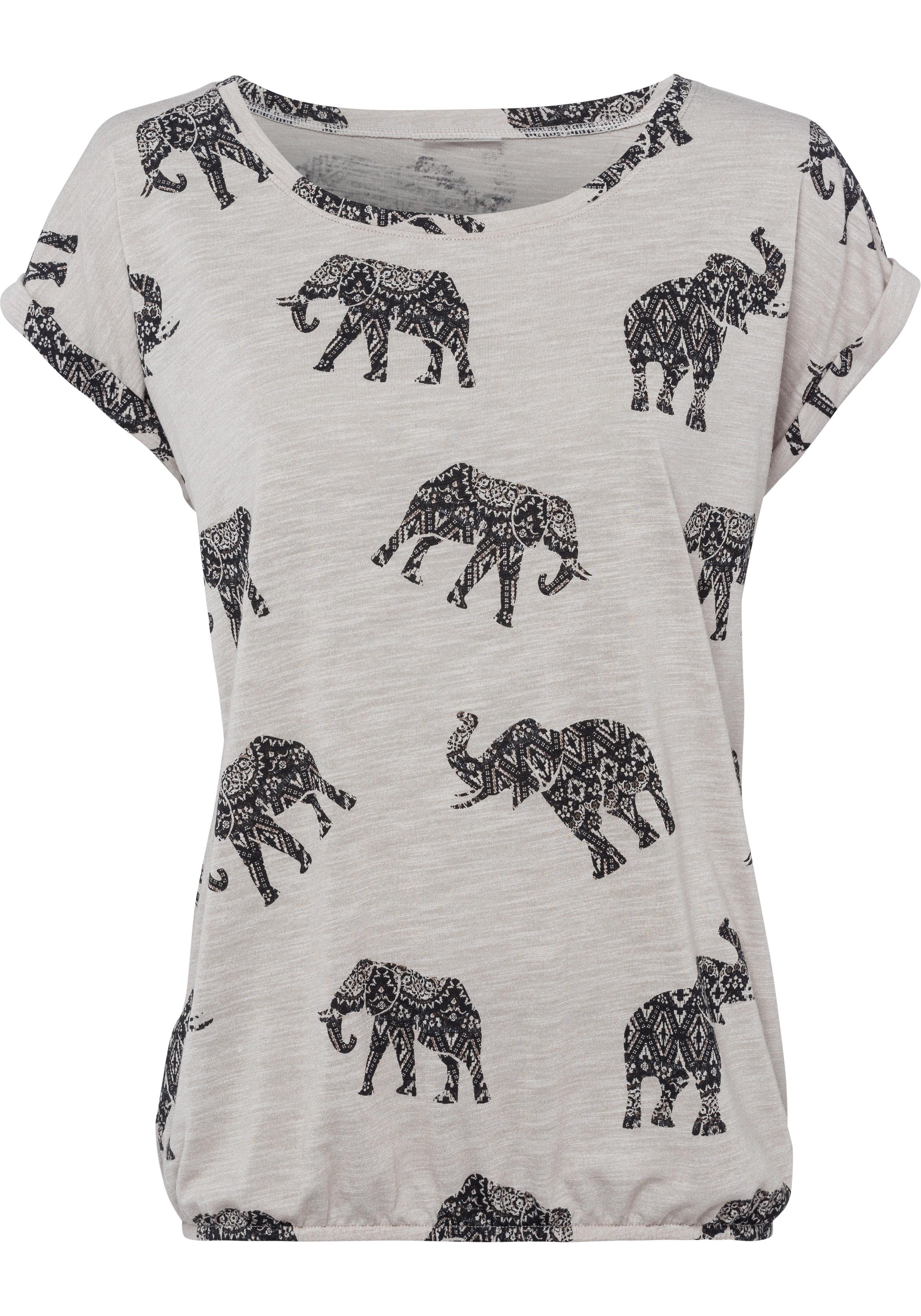 LASCANA Kurzarmshirt mit Elefanten-Motiv günstig online kaufen