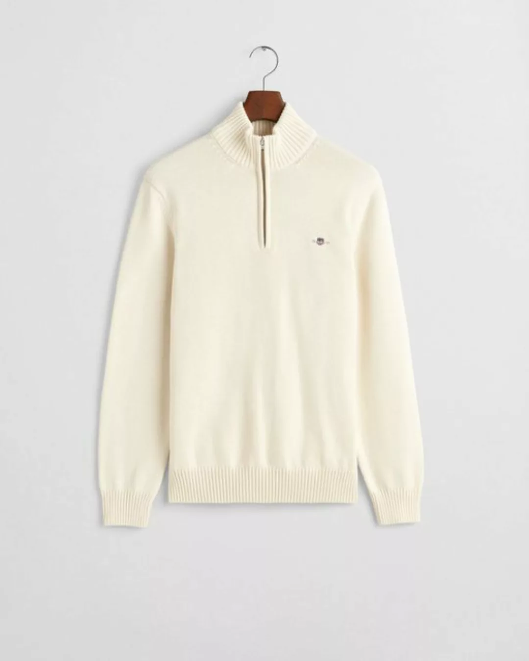 Gant Strickpullover CASUAL COTTON HALFZIP, CREAM günstig online kaufen