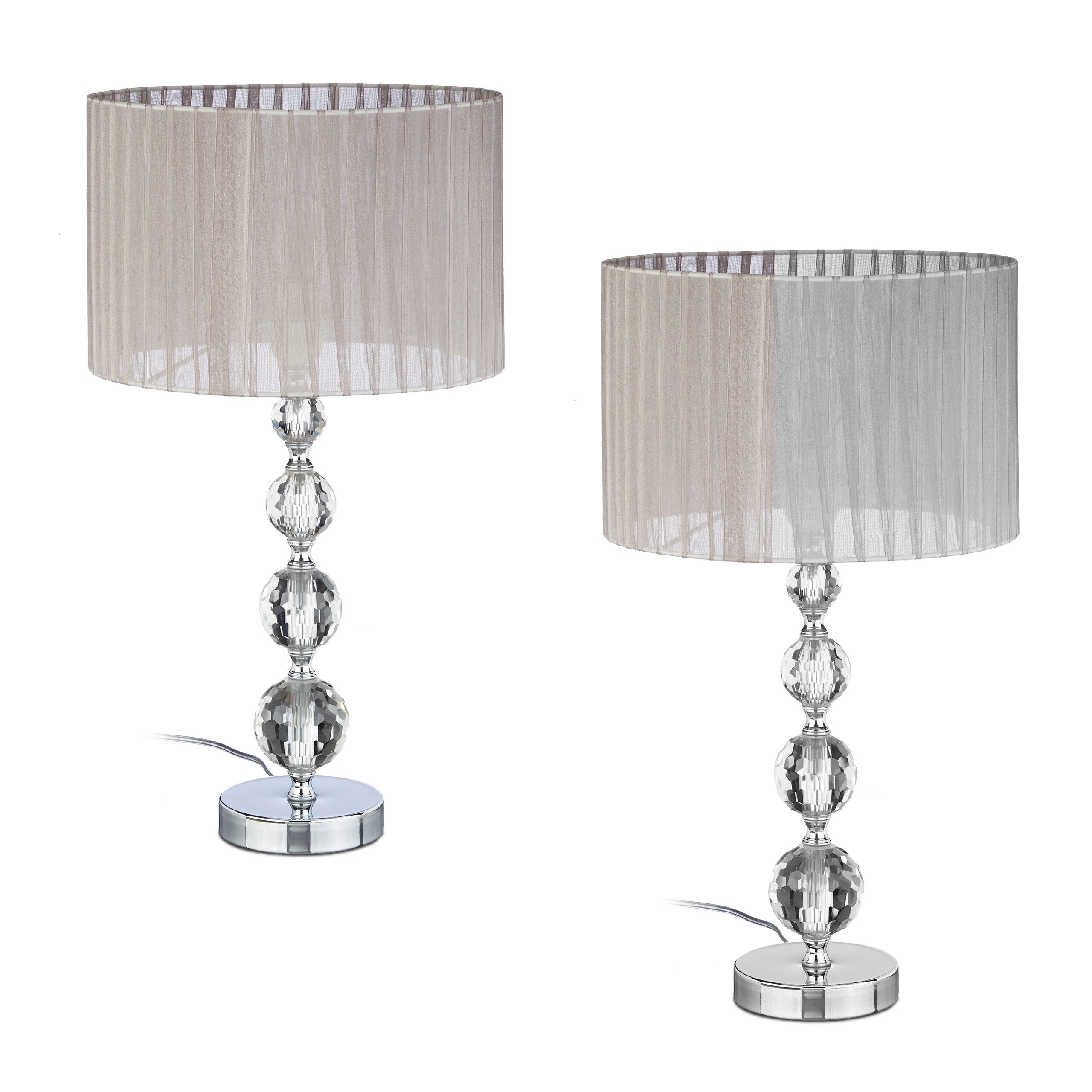 relaxdays Nachttischlampe Tischlampe Kristalloptik 2er Set, günstig online kaufen