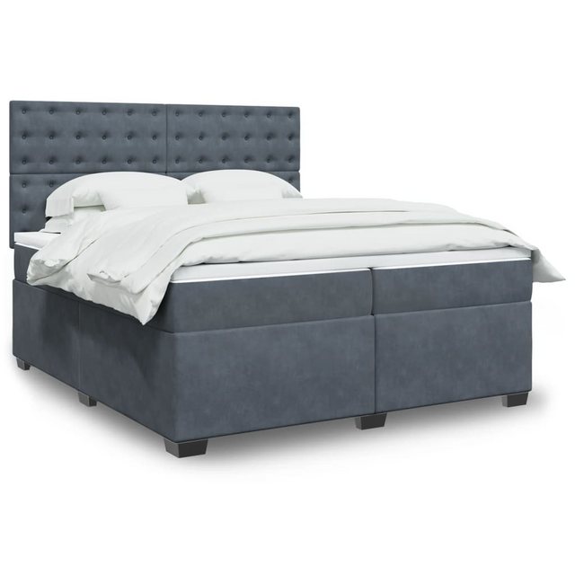 vidaXL Boxspringbett mit Matratze Dunkelgrau 200x200 cm Samt2103266 günstig online kaufen