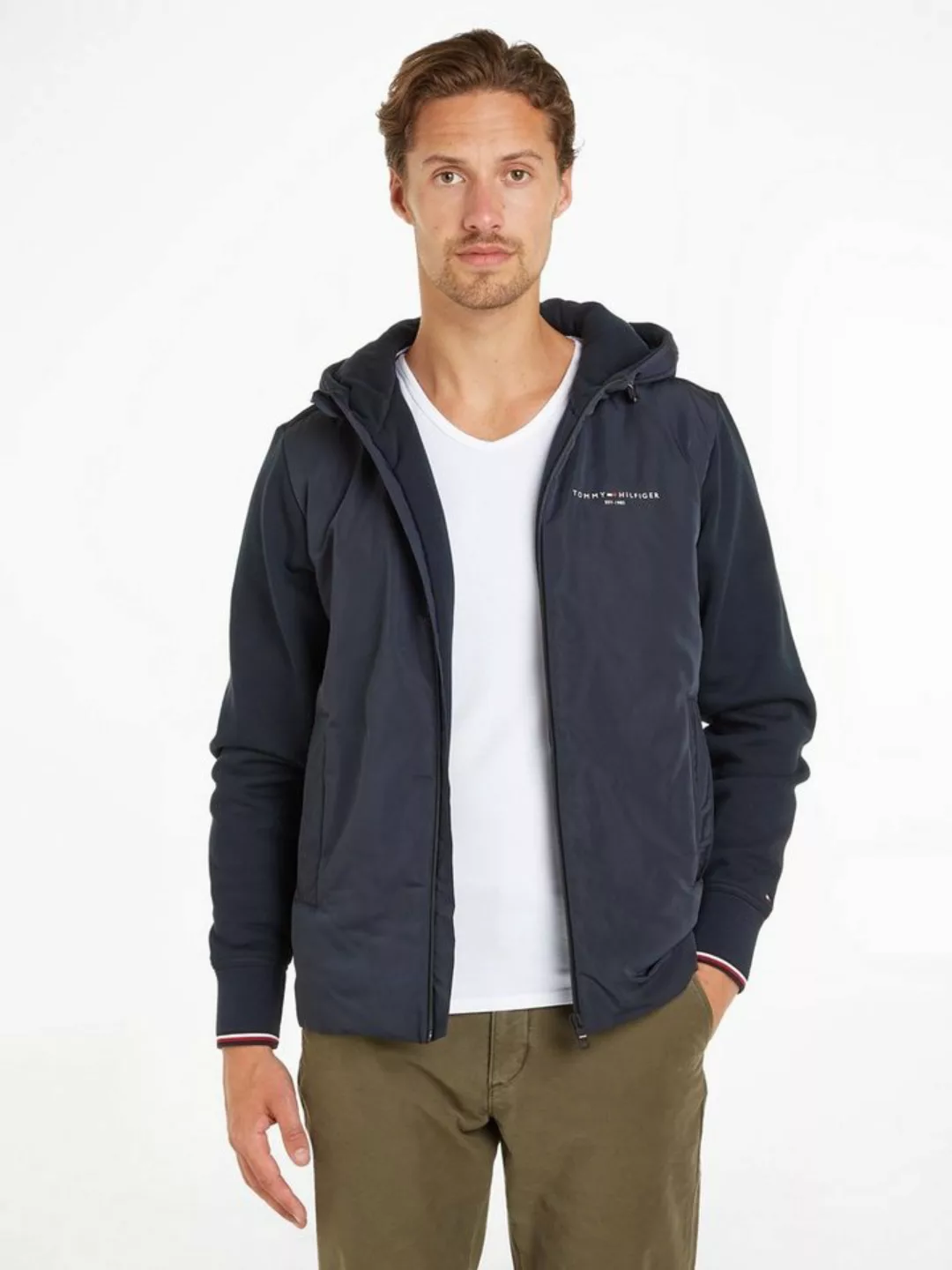 Tommy Hilfiger Kapuzensweatshirt MIX MEDIA HOODED ZIP THRU mit kleinem Logo günstig online kaufen