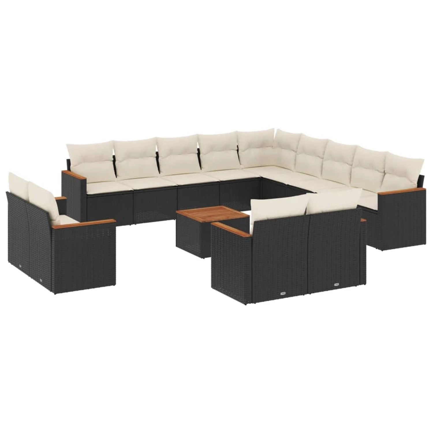 vidaXL 14-Tlg Garten-Sofagarnitur mit Kissen Schwarz Poly Rattan 3226532 günstig online kaufen