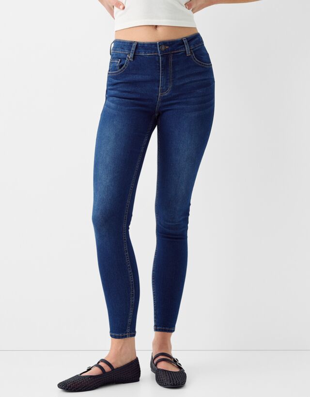 Bershka Push-Up-Skinny-Jeans Damen 32 Blau günstig online kaufen