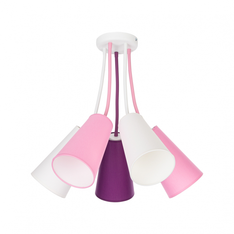 Deckenlampe Wire Kids 5-flammig, weiß/pink/violett günstig online kaufen