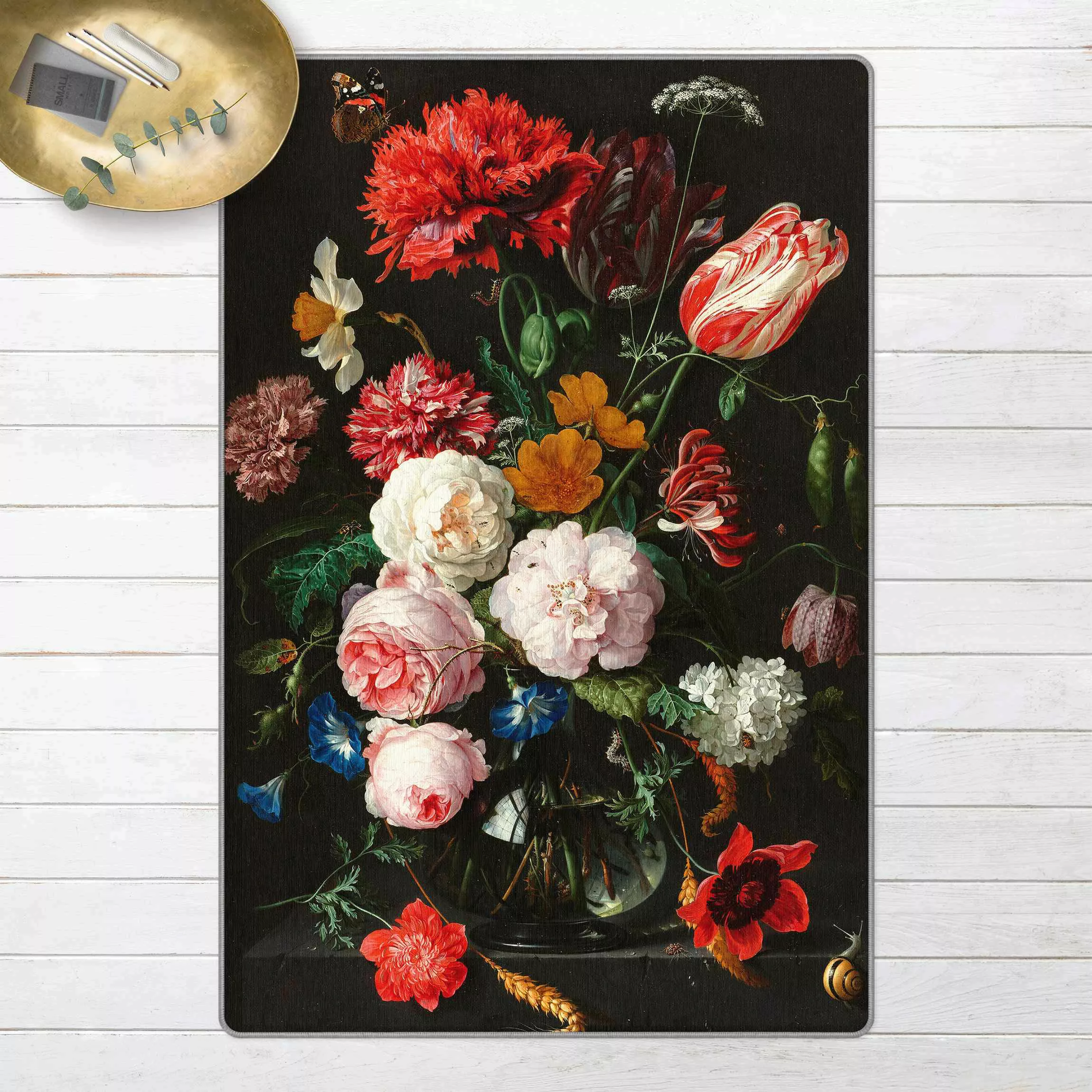 Teppich Jan Davidsz de Heem - Stillleben mit Blumen in einer Glasvase günstig online kaufen