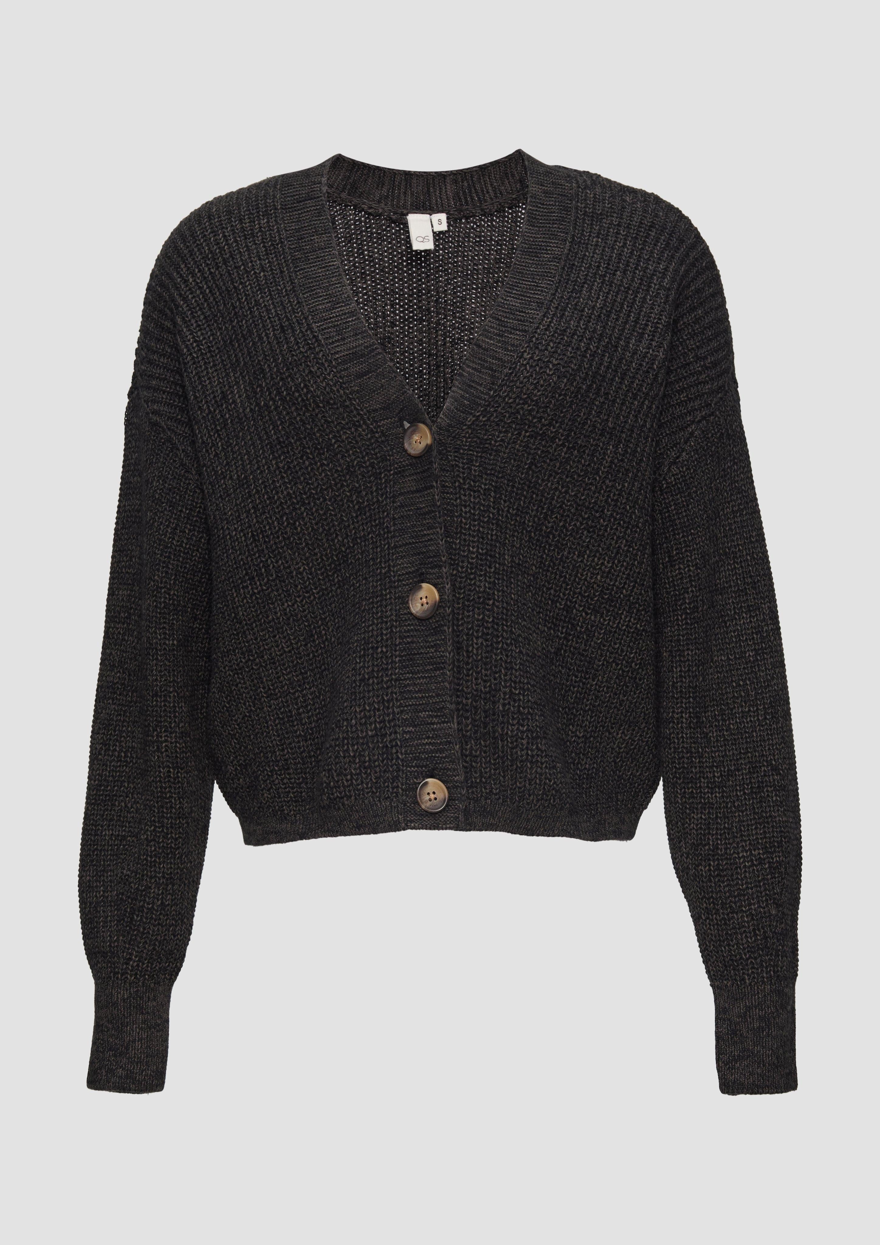 QS Funktionsjacke Strickjacke aus Baumwollmix Rippblende günstig online kaufen