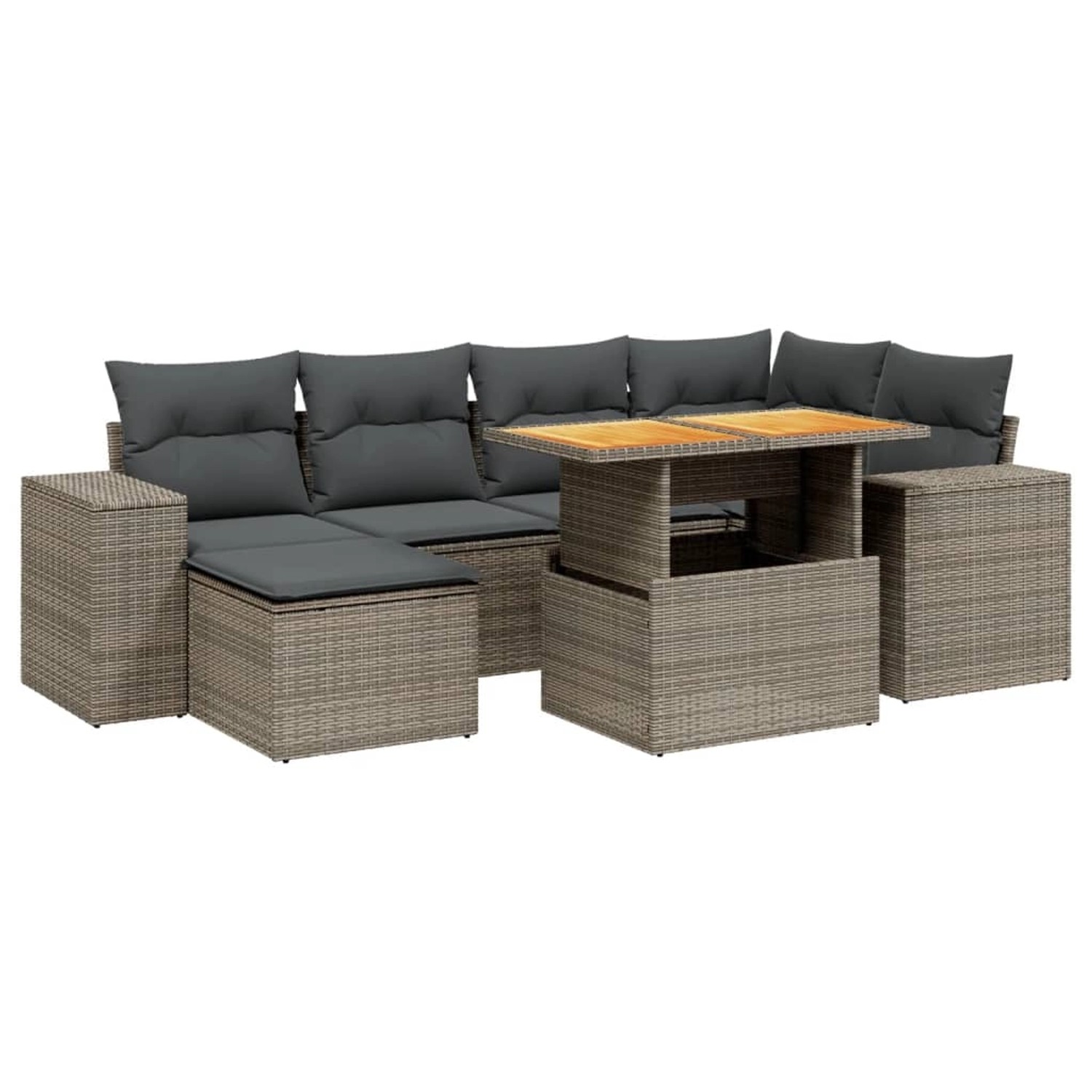 vidaXL 7-Tlg Garten-Sofagarnitur mit Kissen Grau Poly Rattan 3272740 günstig online kaufen