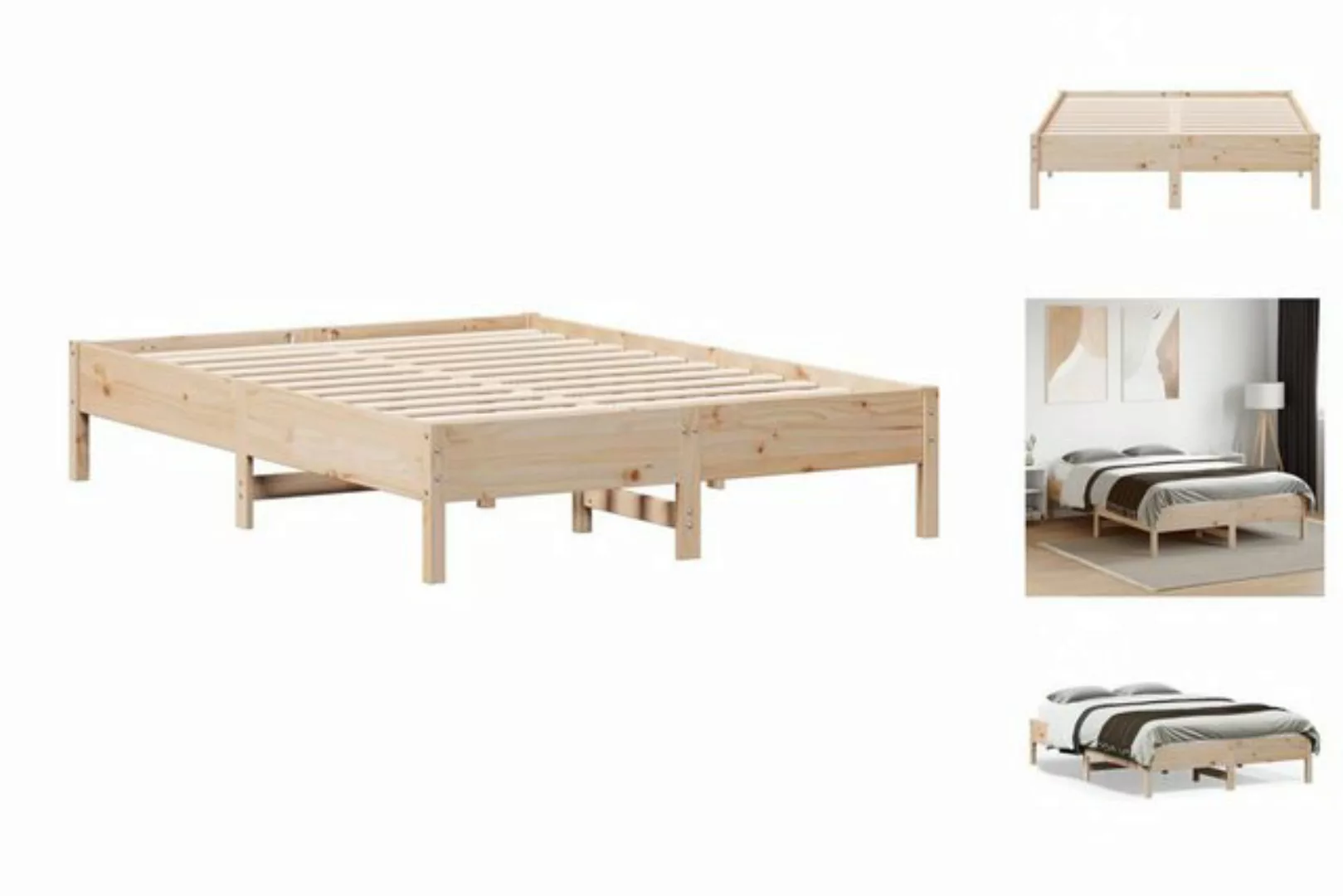 vidaXL Bettgestell Massivholzbett 140x190 cm Kiefer Bett Bettgestell günstig online kaufen