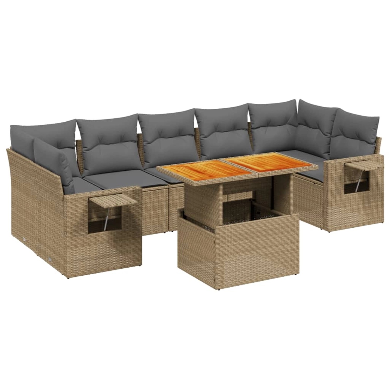 vidaXL 8-tlg Garten-Sofagarnitur mit Kissen Beige Poly Rattan Modell 274 günstig online kaufen