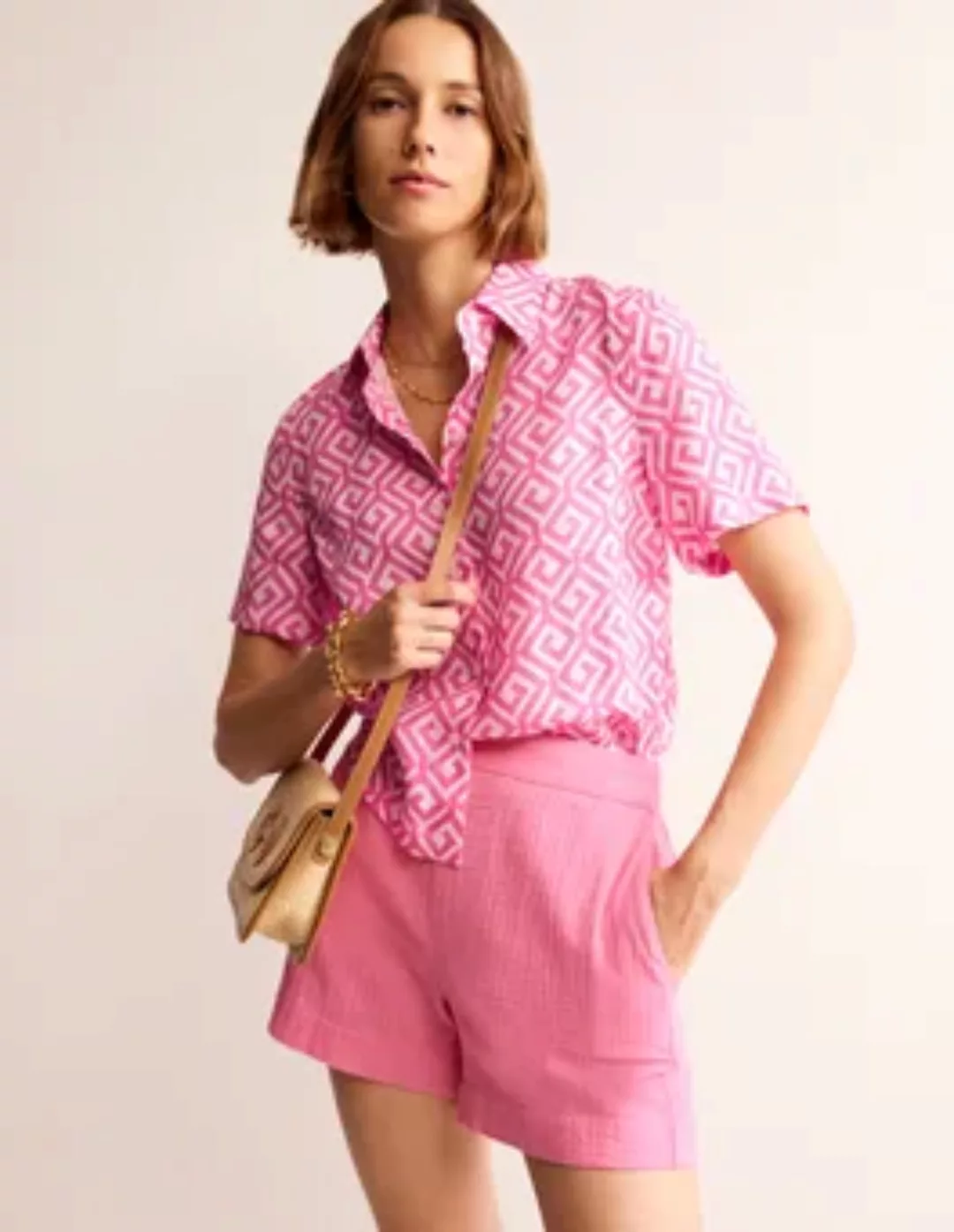 Hazel Kurzärmliges Leinenhemd Damen Boden, Pink Power, Labyrinth günstig online kaufen