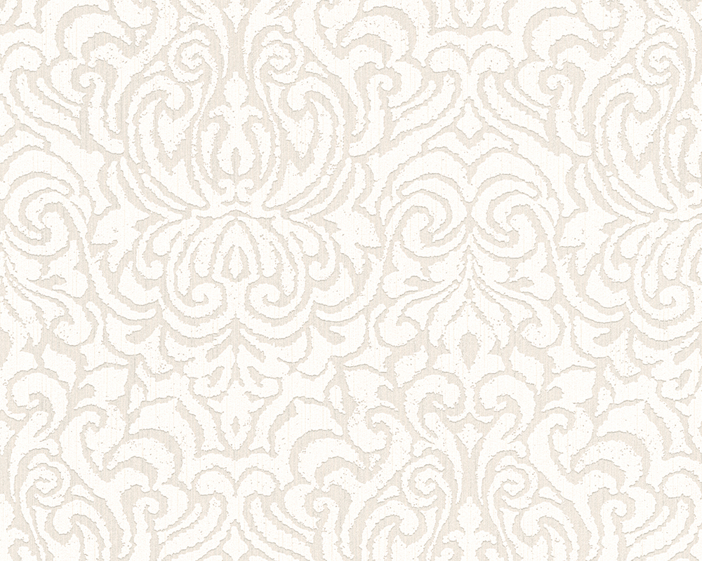 Bricoflor Elegante Tapete in Creme Weiß Helle Barock Vliestapete mit Textil günstig online kaufen