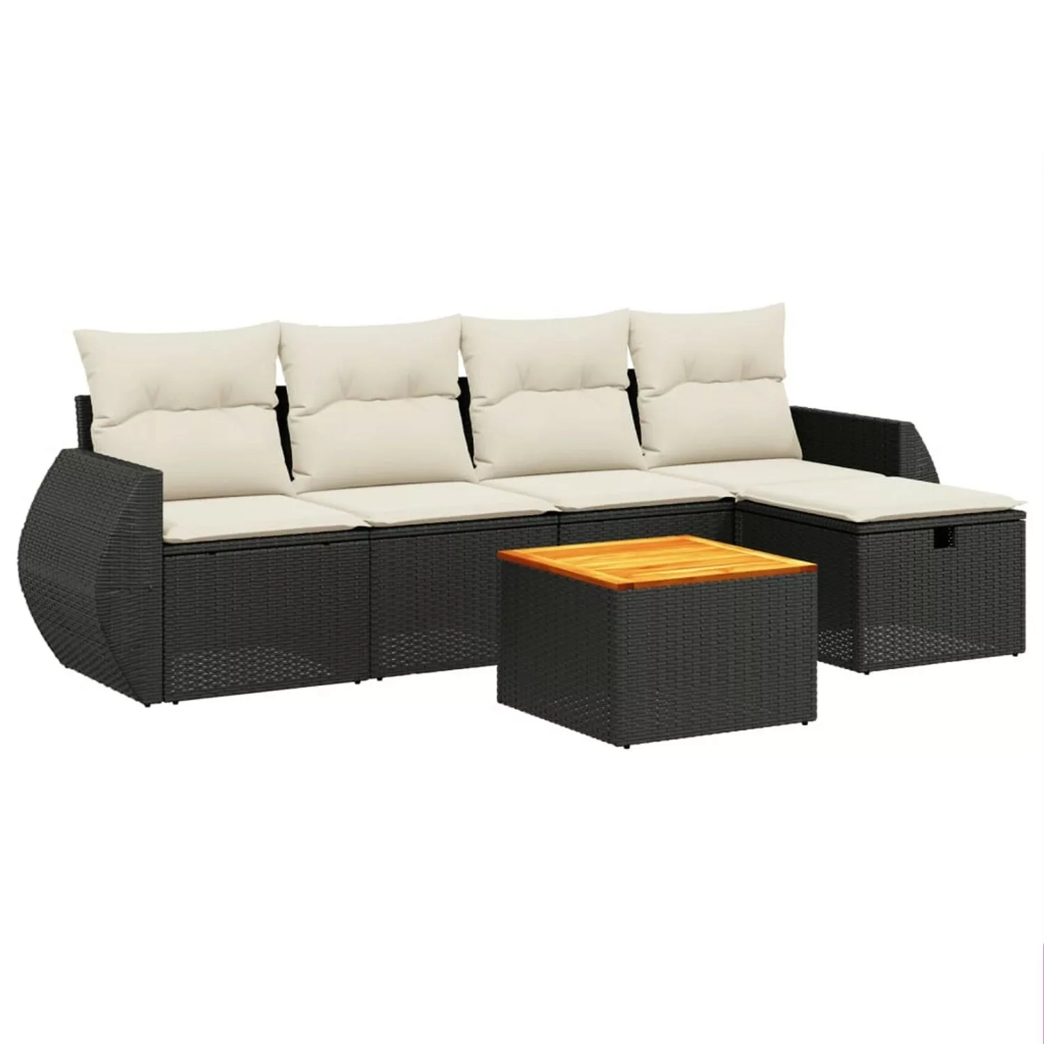 vidaXL 6-tlg Garten-Sofagarnitur mit Kissen Schwarz Poly Rattan Modell 154 günstig online kaufen