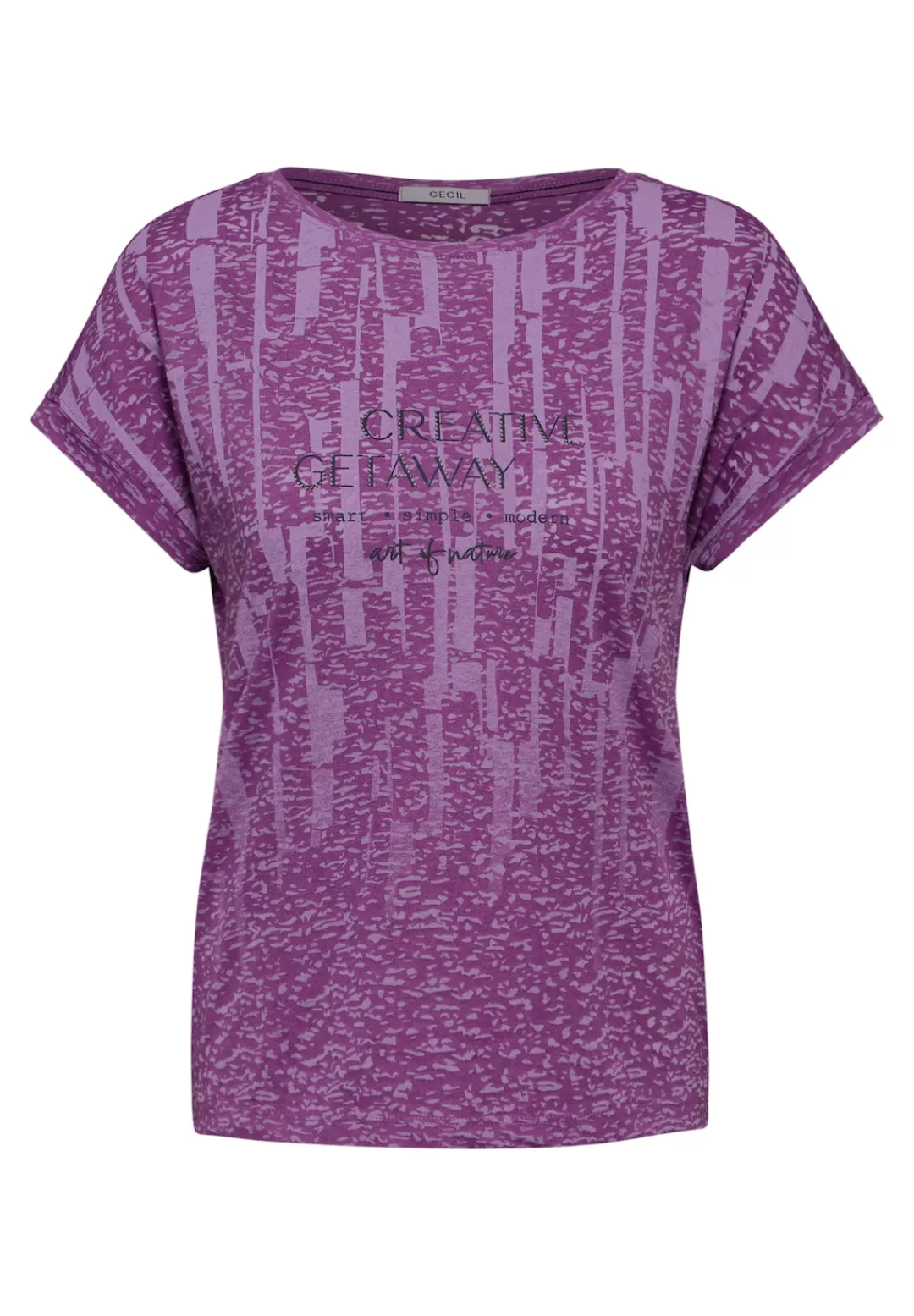 Cecil Kurzarmshirt Damen T-Shirt mit Burnout - T-Shirt mit Verlauf-Print - günstig online kaufen