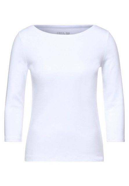 Cecil 3/4-Arm-Shirt Cecil Basic Shirt in Unifarbe in White (1-tlg) Locker g günstig online kaufen