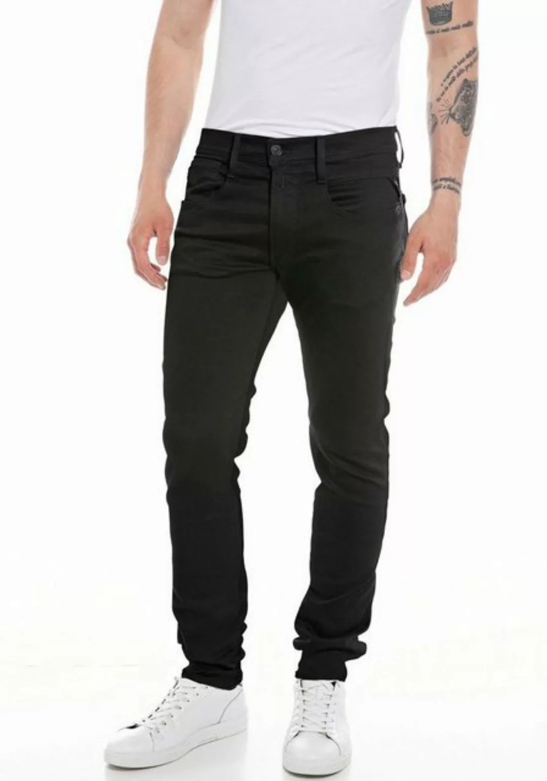 Replay Herren Hyperflex Jeans ANBASS - Slim Fit - Schwarz - Black Denim günstig online kaufen