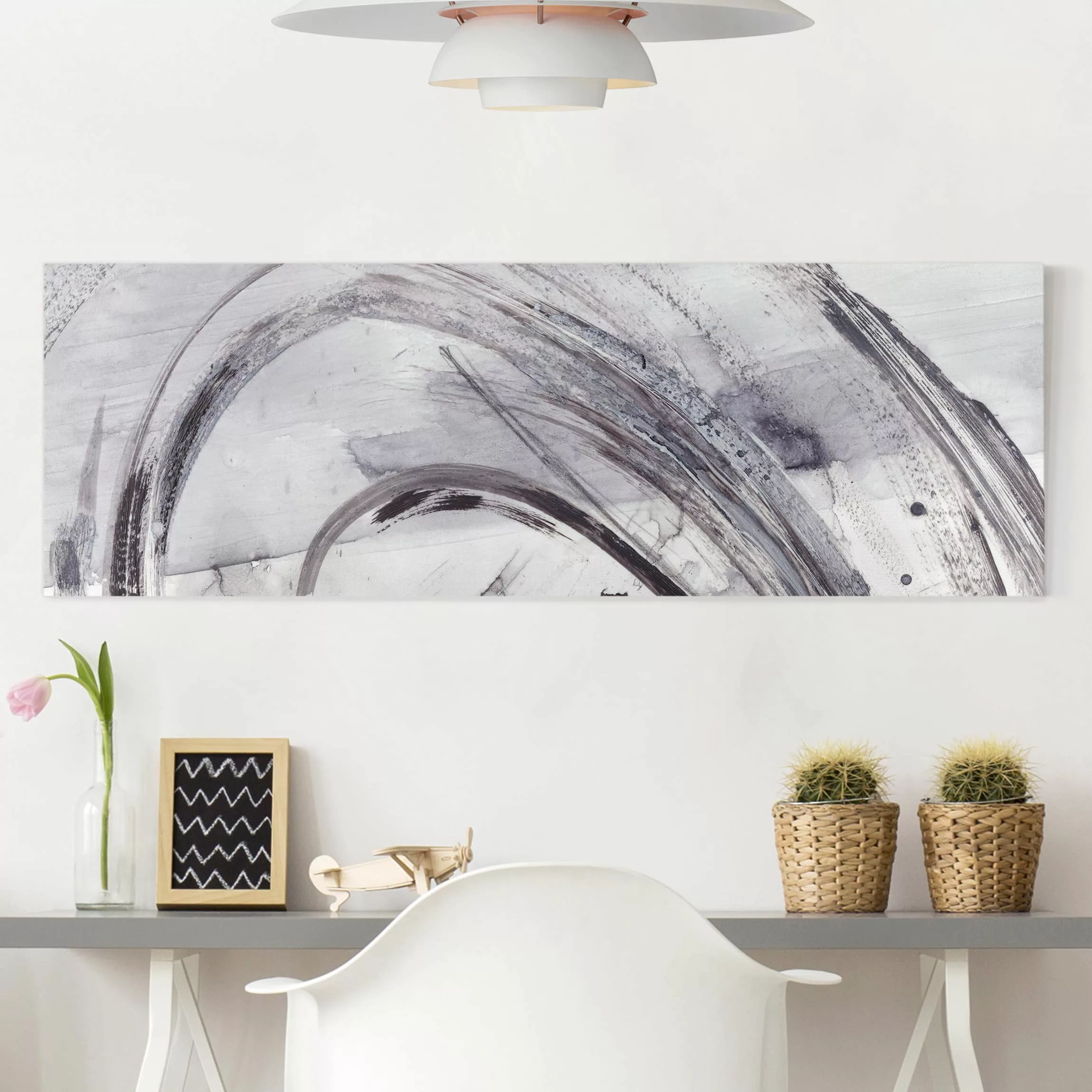 Leinwandbild Abstrakt - Panorama Sonar Schwarz Weiß II günstig online kaufen