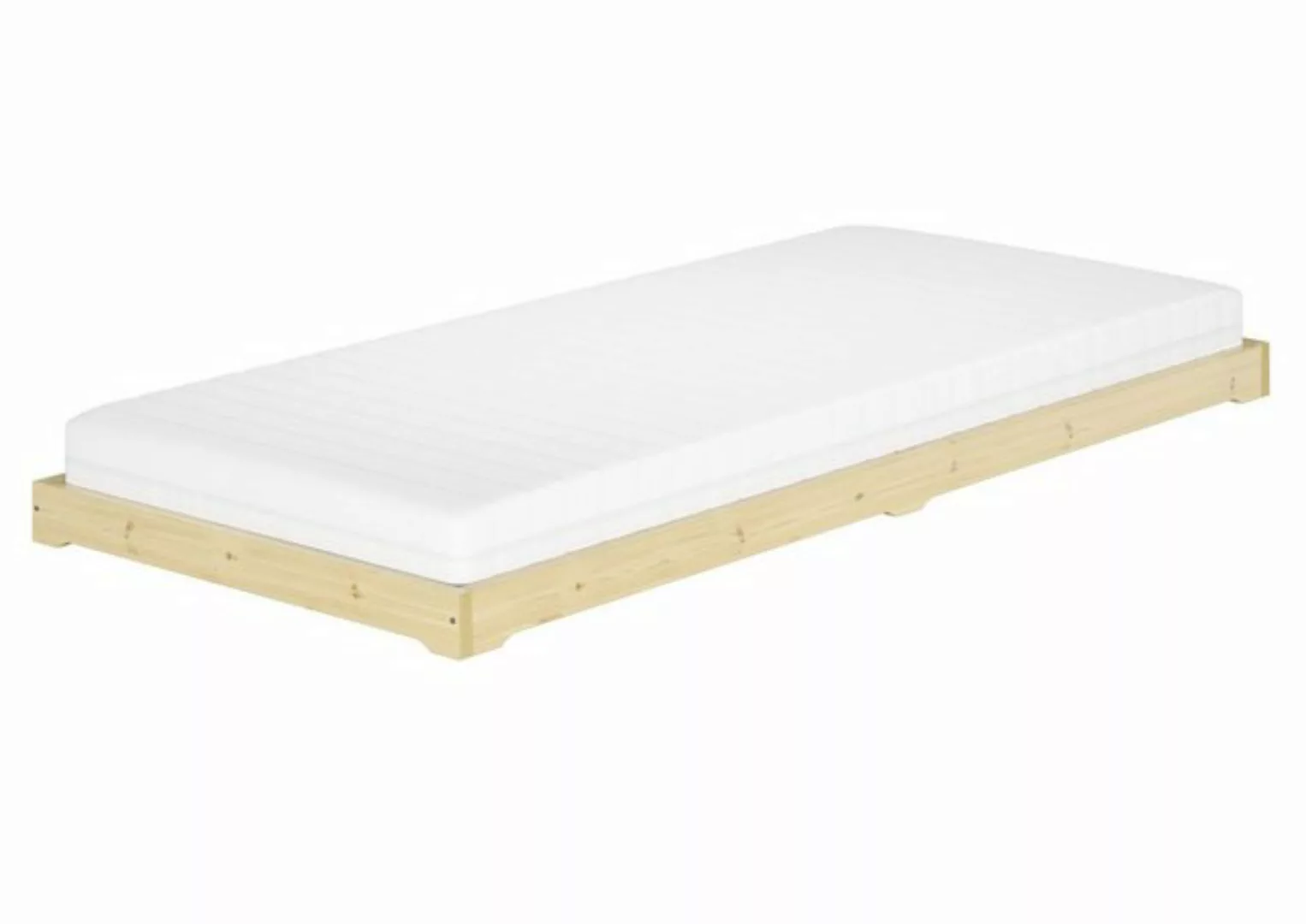 ERST-HOLZ Stapelbett Extra flaches Einzelbett Futon unbehandeltes Holz Loft günstig online kaufen