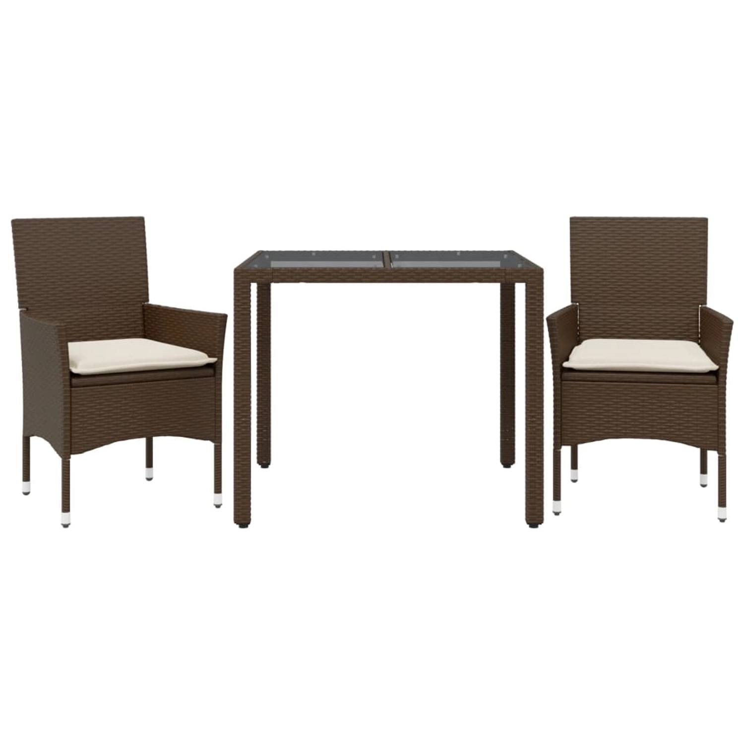 vidaXL 3-Tlg Garten-Essgruppe mit Kissen Braun Poly Rattan Glas 3278549 günstig online kaufen