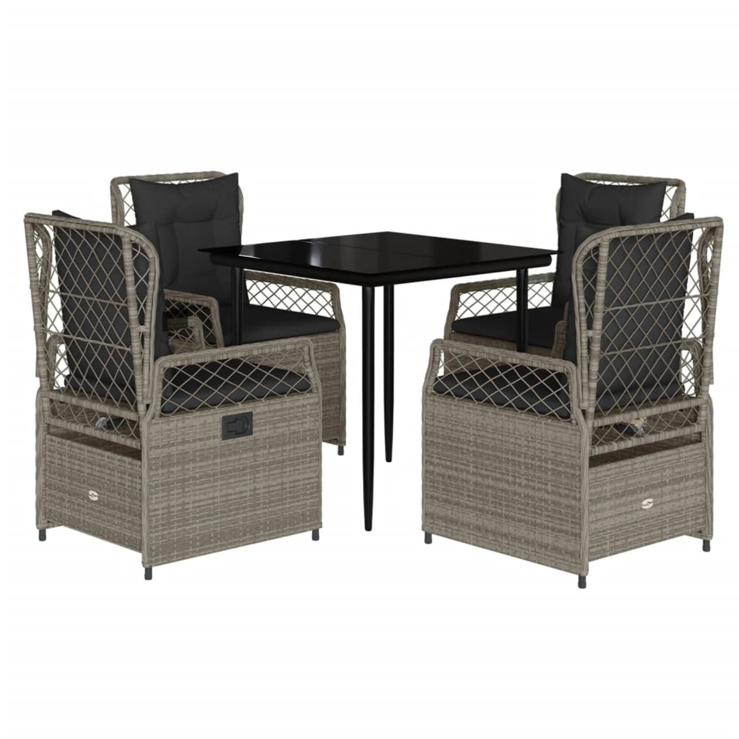 vidaXL 5-Tlg Garten-Essgruppe mit Kissen Hellgrau Poly Rattan 3263028 günstig online kaufen