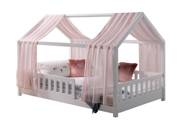 Ticaa Hausbett Kim mit Rausfallschutz aus Kiefer massiv, Kinderbett 120x200 günstig online kaufen