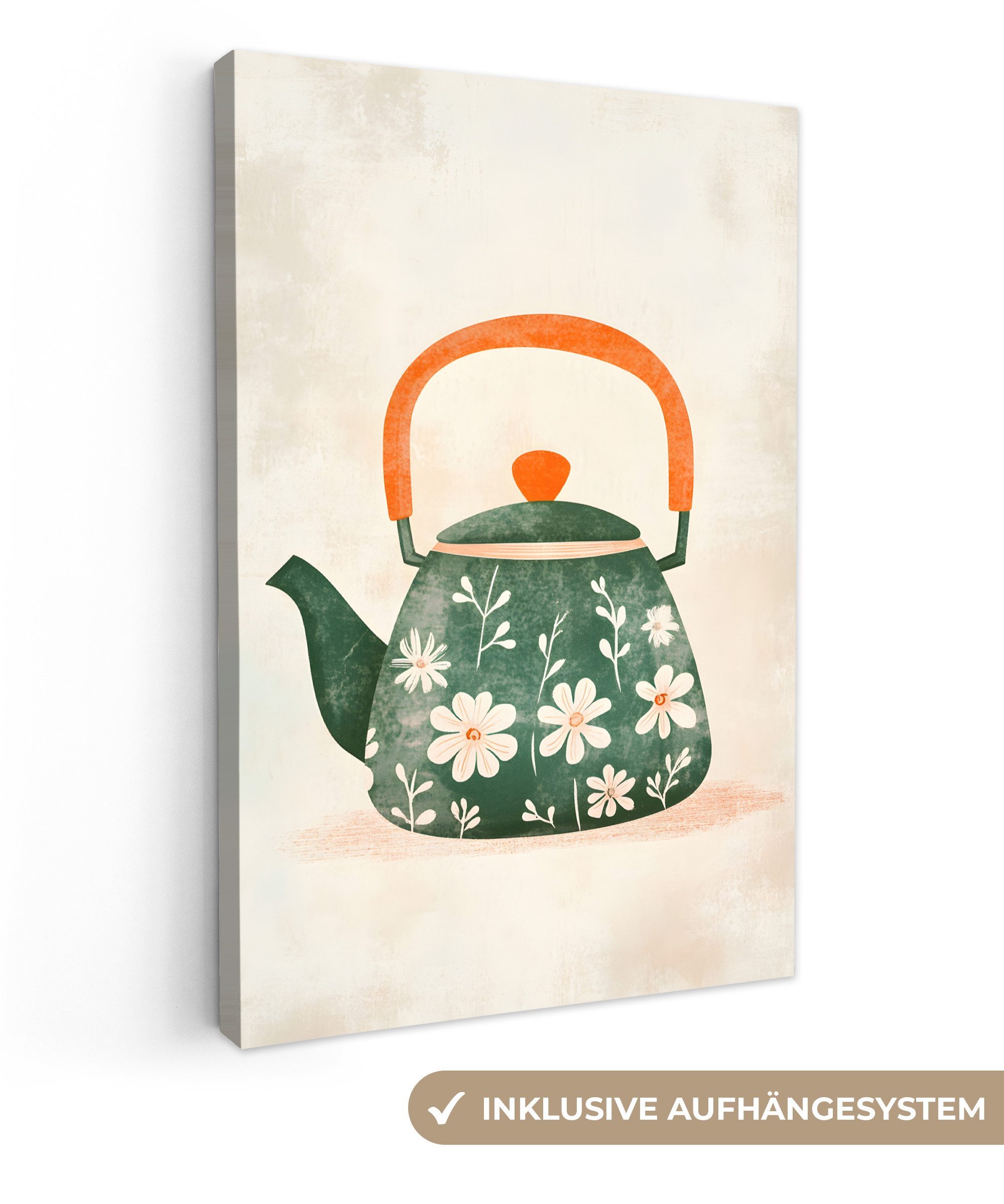 OneMillionCanvasses® Leinwandbild Teekanne - Grün - günstig online kaufen