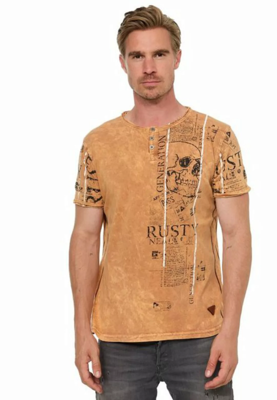 Rusty Neal T-Shirt im Used-Look mit Allover-Print günstig online kaufen