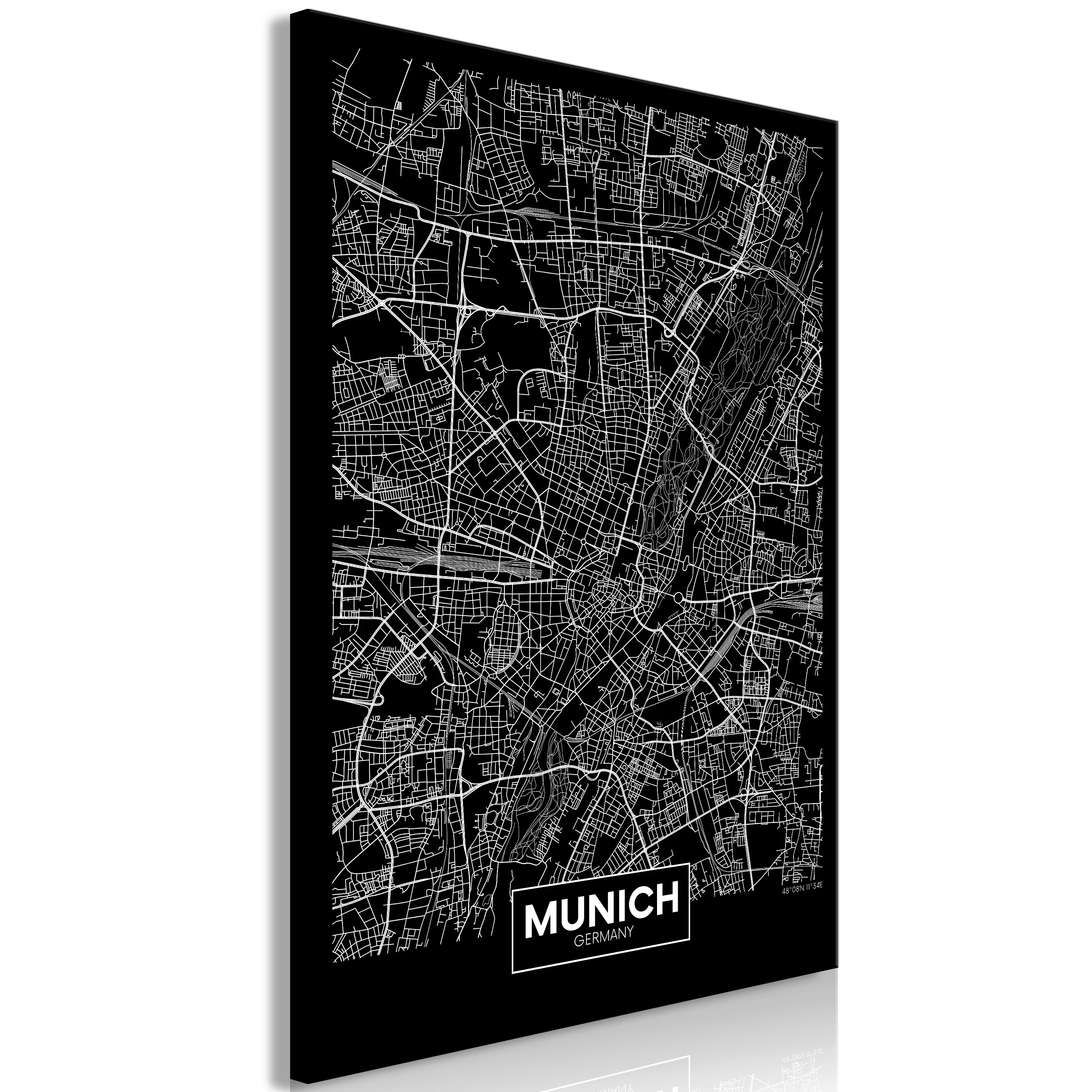 Wandbild - Dark Map Of Munich (1 Part) Vertical günstig online kaufen