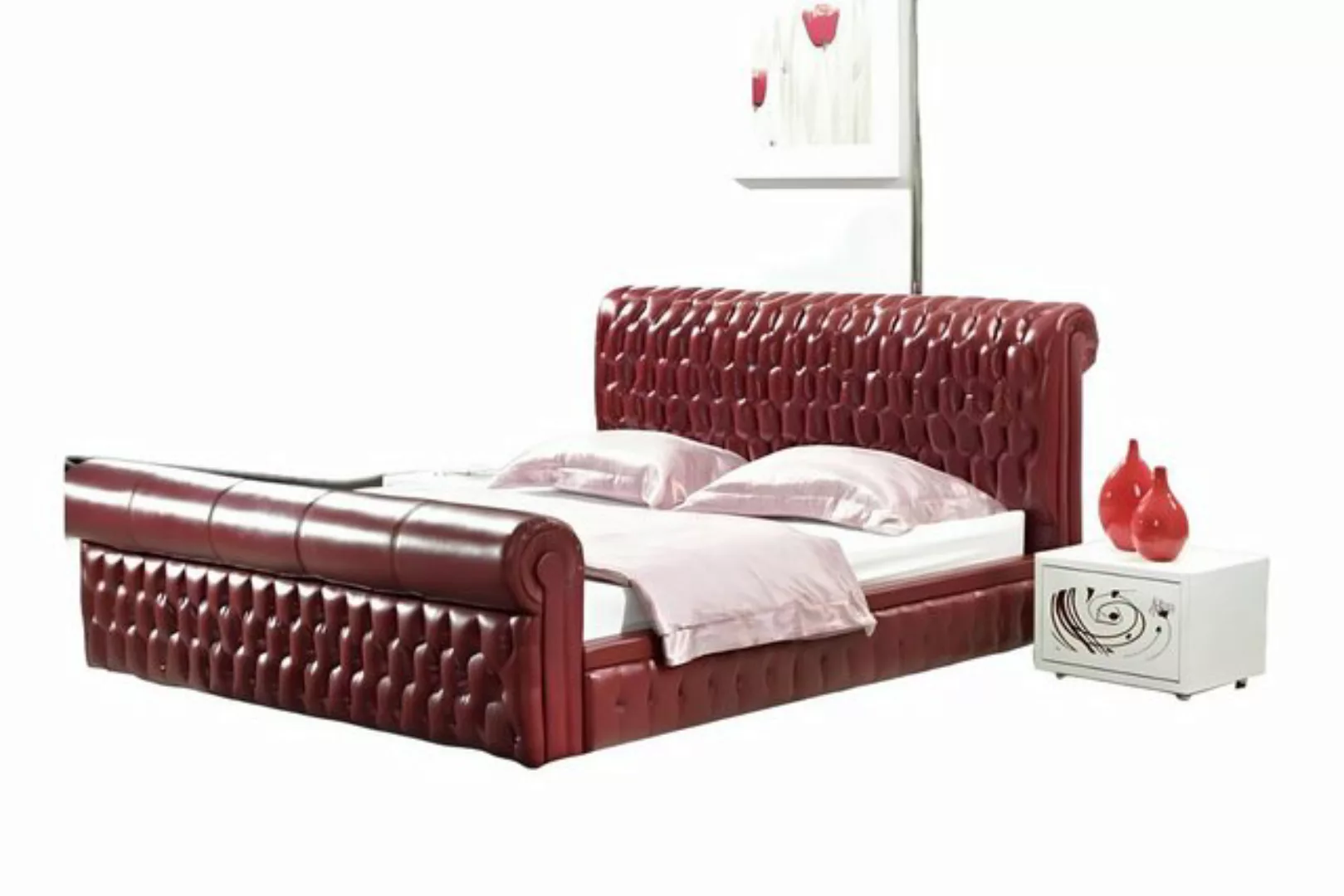 JVmoebel Bett XXL Chesterfield Lederbett Bett Betten Leder Polster Ehe Desi günstig online kaufen