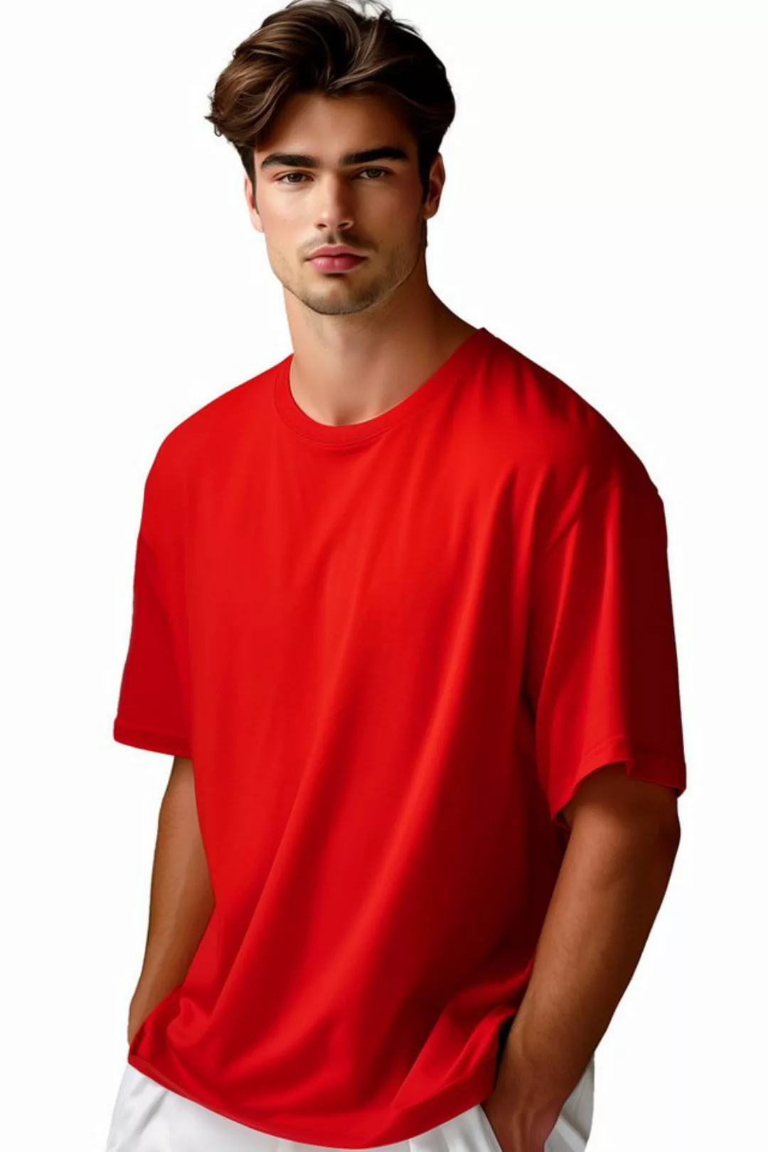 Reichstadt Oversize-Shirt Casual T-Shirt 24RS058 Red L in kräftigen Farben günstig online kaufen