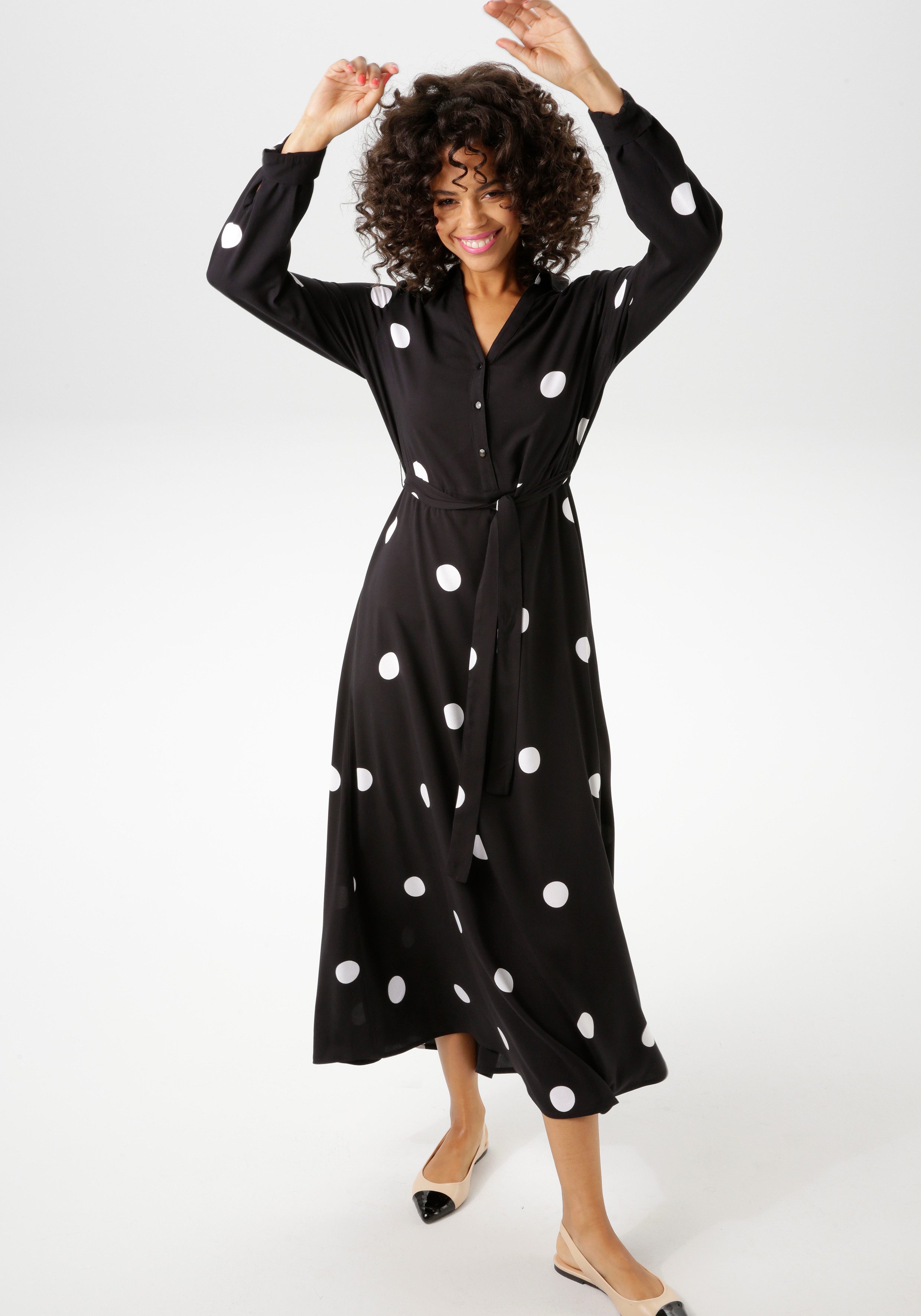Aniston CASUAL Blusenkleid (mit abnehmbarem Bindeband) günstig online kaufen