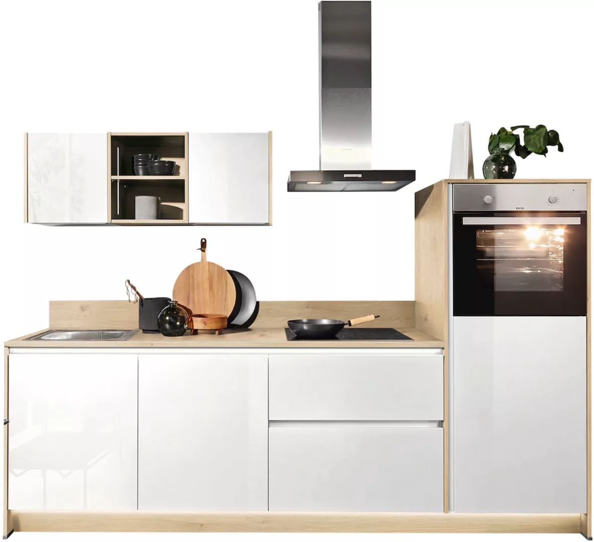 Kochstation Küchenzeile "KS-Sakura, vormontiert, mit Vollauszügen und höhen günstig online kaufen