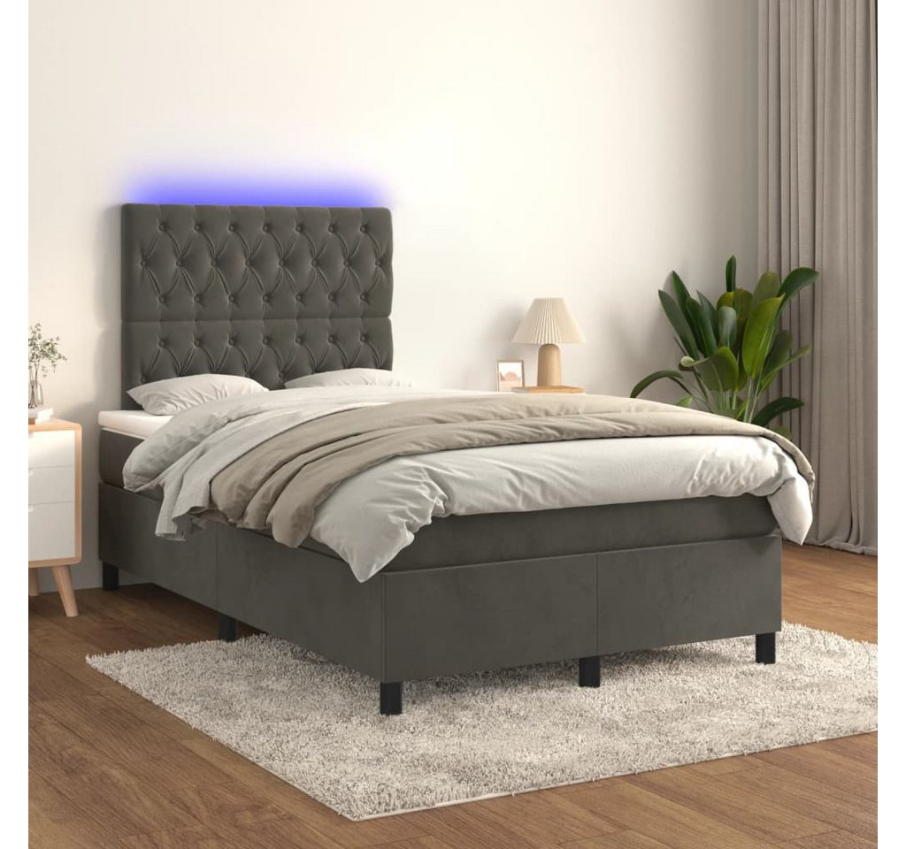 vidaXL Boxspringbett Boxspringbett mit Matratze LED Dunkelgrau 120x200 cm S günstig online kaufen