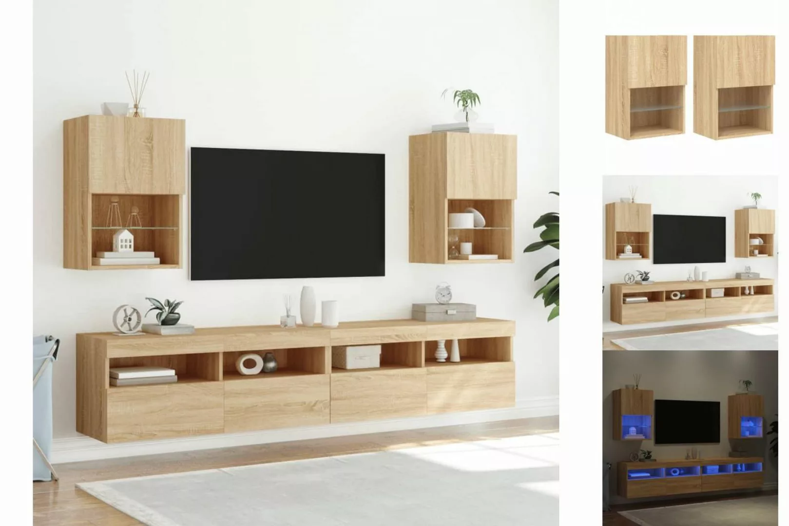 vidaXL TV-Schrank TV-Schränke mit LED-Leuchten 2 Stk Sonoma-Eiche 40,5x30x6 günstig online kaufen