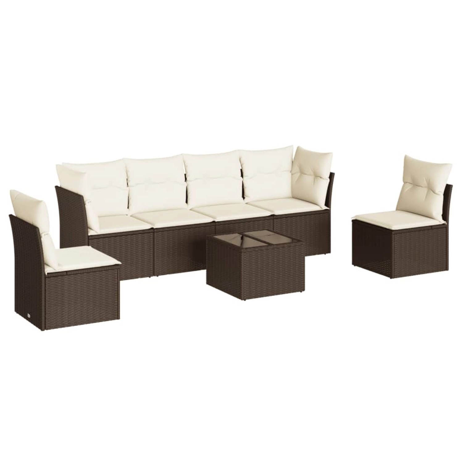 vidaXL 7-Tlg Garten-Sofagarnitur mit Kissen Braun Poly Rattan 3249222 günstig online kaufen