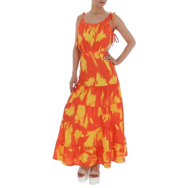 Ital-Design Sommerkleid Damen Freizeit Stufenkleid Volants Batik Maxikleid günstig online kaufen