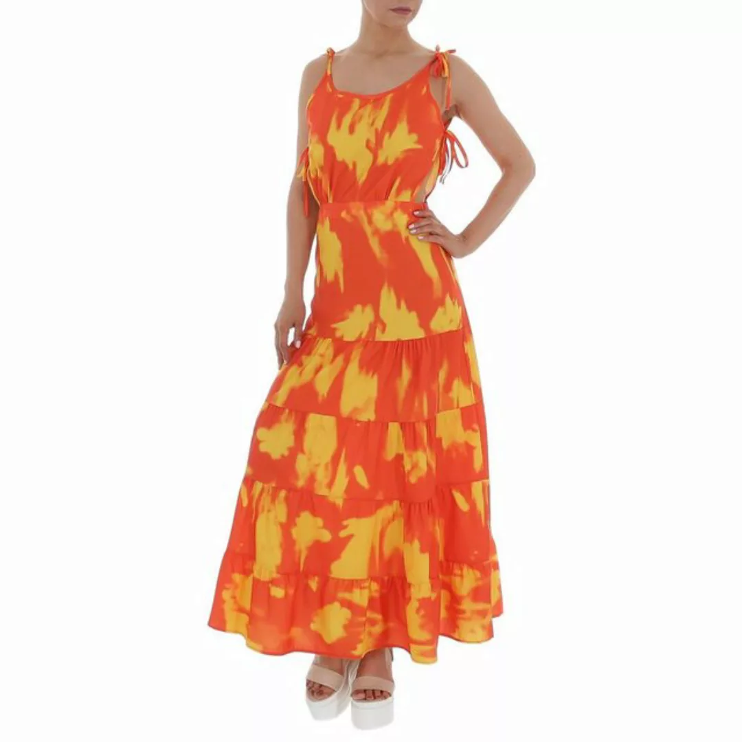 Ital-Design Sommerkleid Damen Freizeit Stufenkleid Volants Batik Maxikleid günstig online kaufen