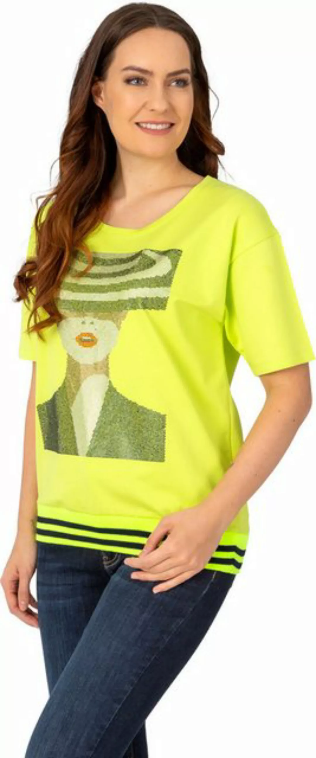 Gio Milano T-Shirt mit edlen Strass-Motiv und elastischer Saum günstig online kaufen