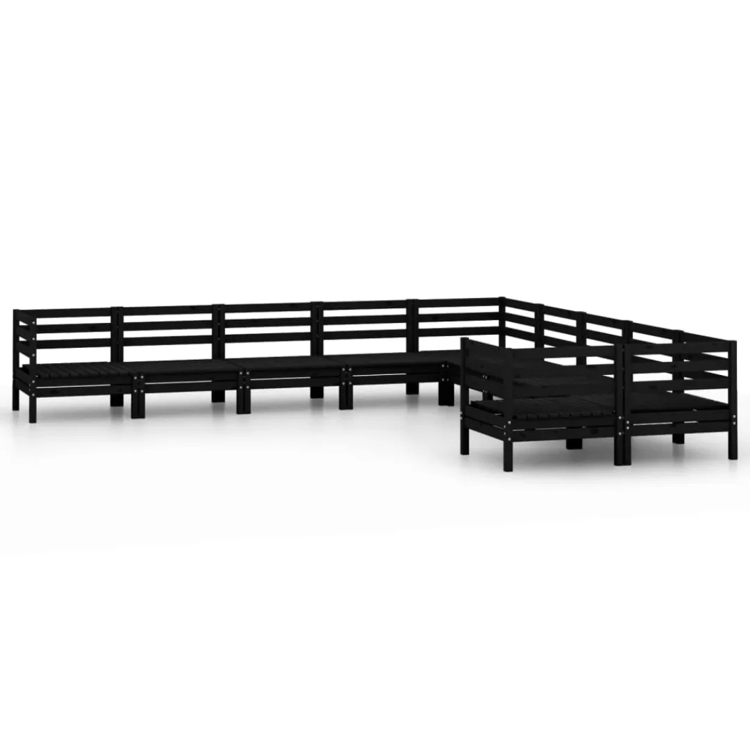 10-tlg. Garten-lounge-set Schwarz Massivholz Kiefer günstig online kaufen